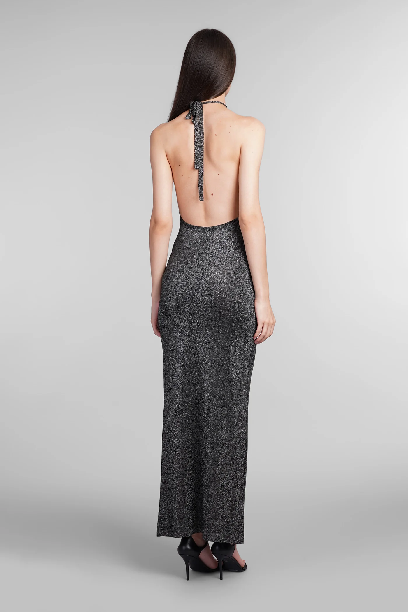 Dress woman in black polyamide polyester - Image 3