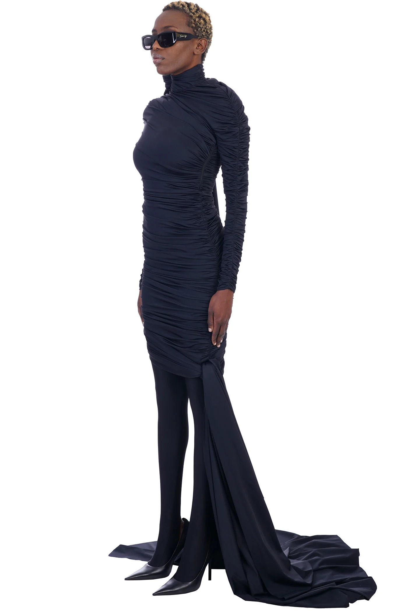 Dress woman  in black synthetic fibers - Image 4