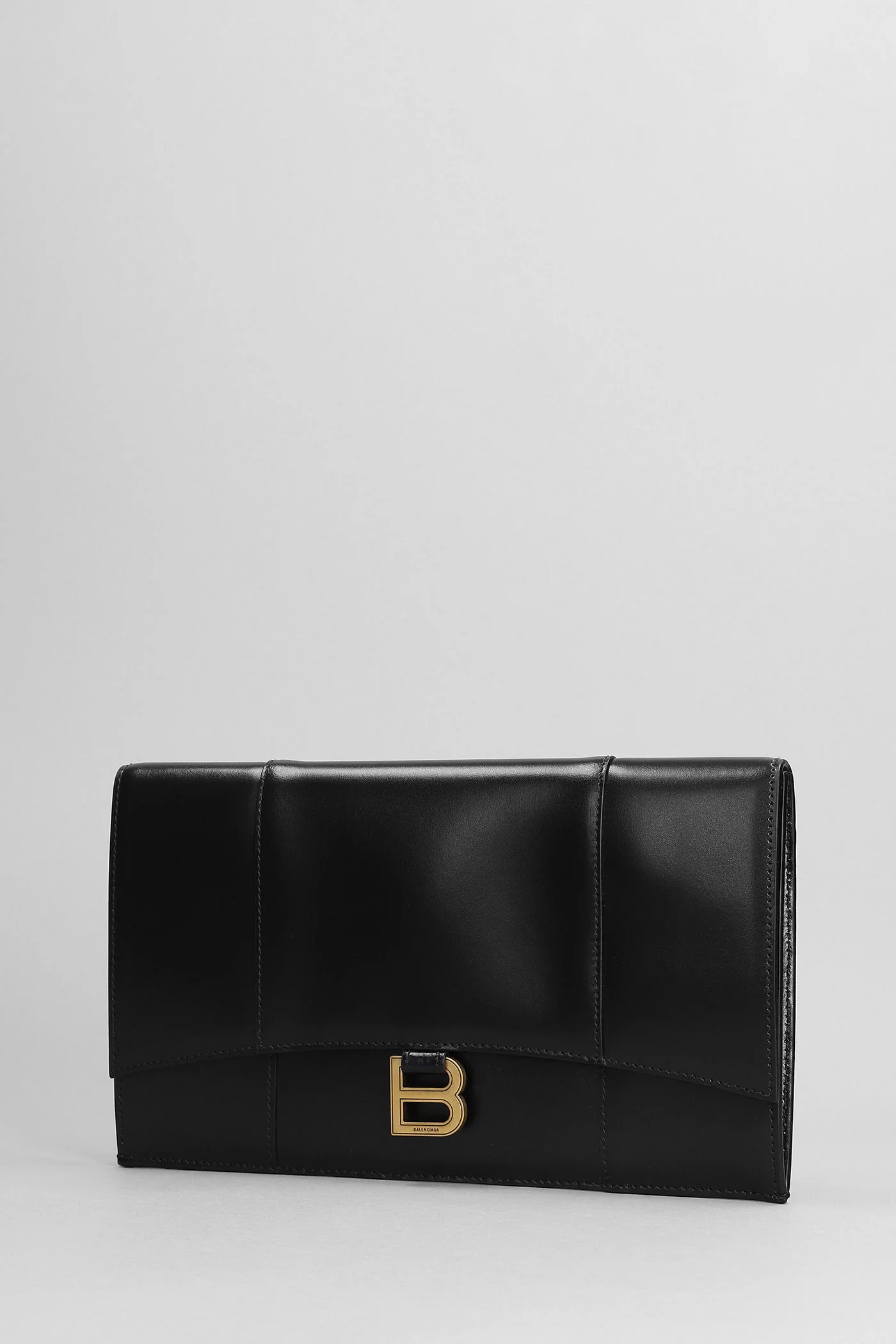 Hour flat Clutch in black leather - Image 2