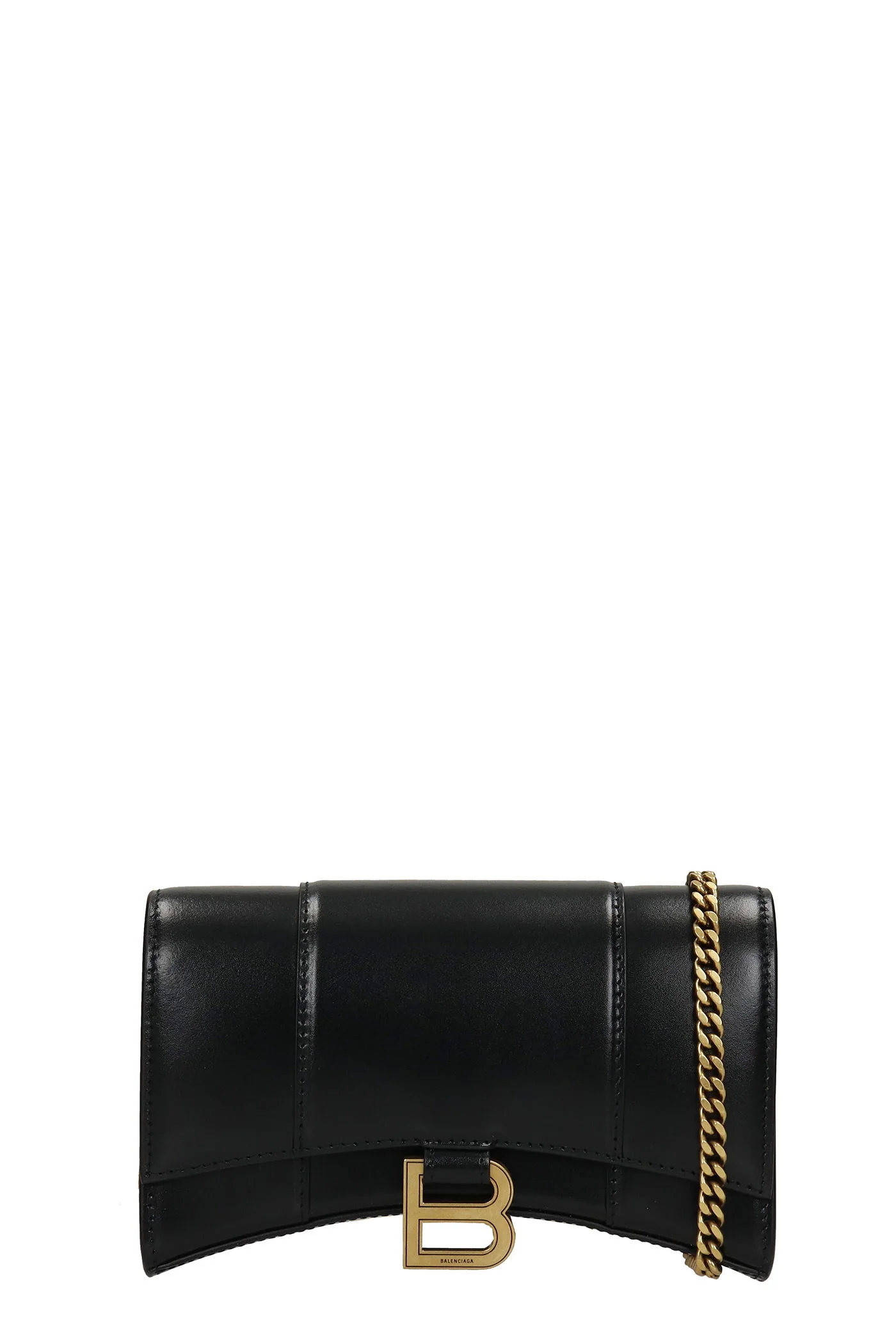 Hourglass Shoulder bag in black leather