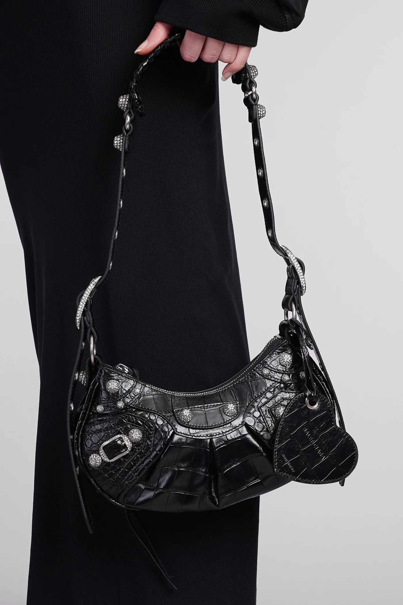 Le cagole xs Shoulder bag in black leather - Image 5
