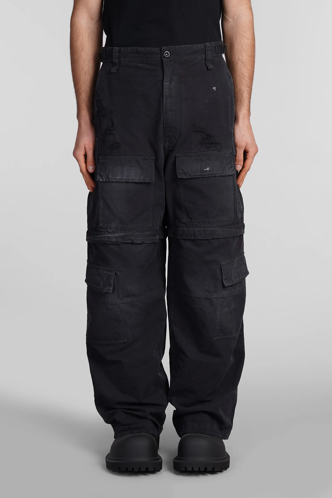 Pants in black cotton