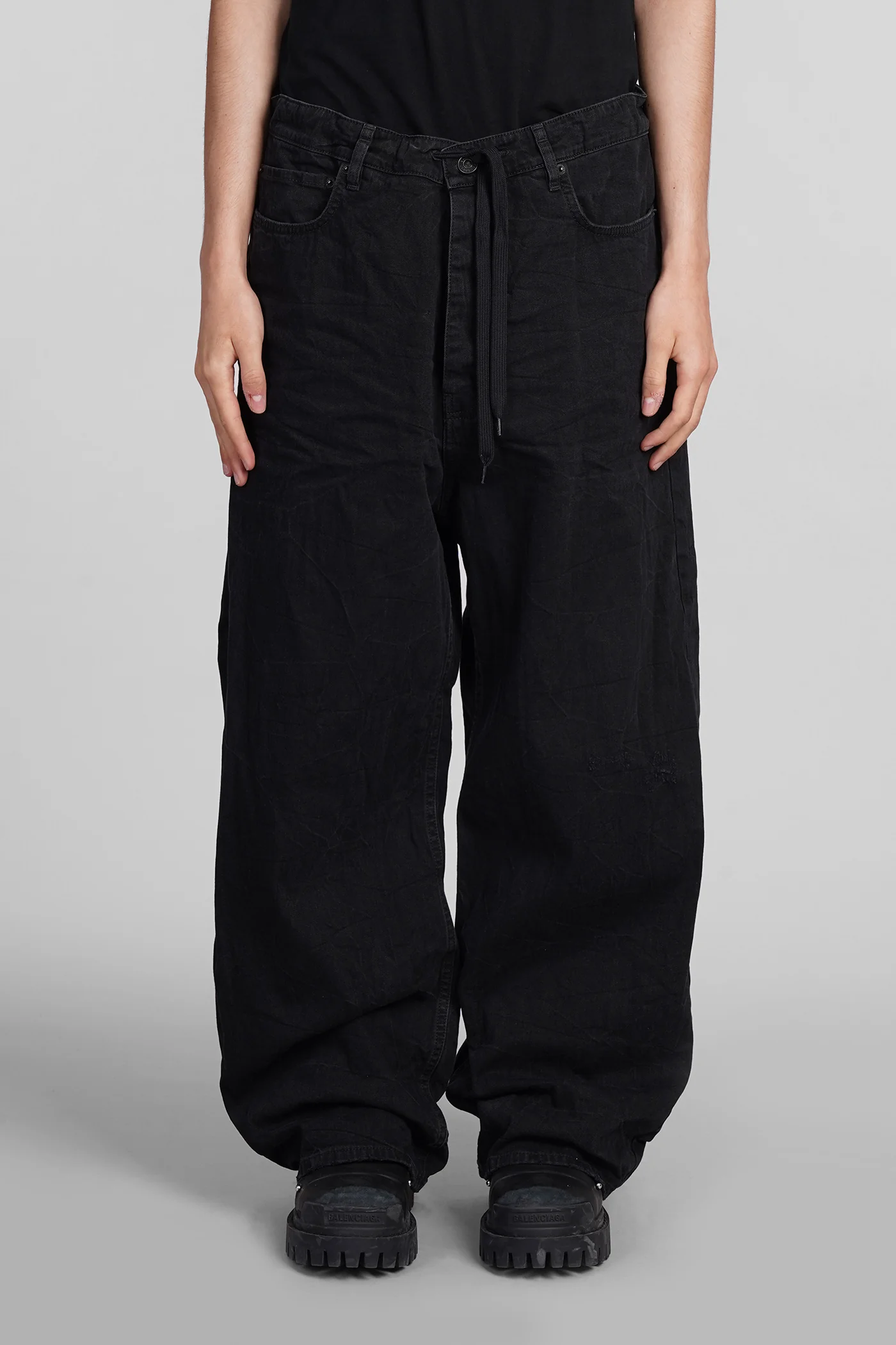 Pants in black cotton