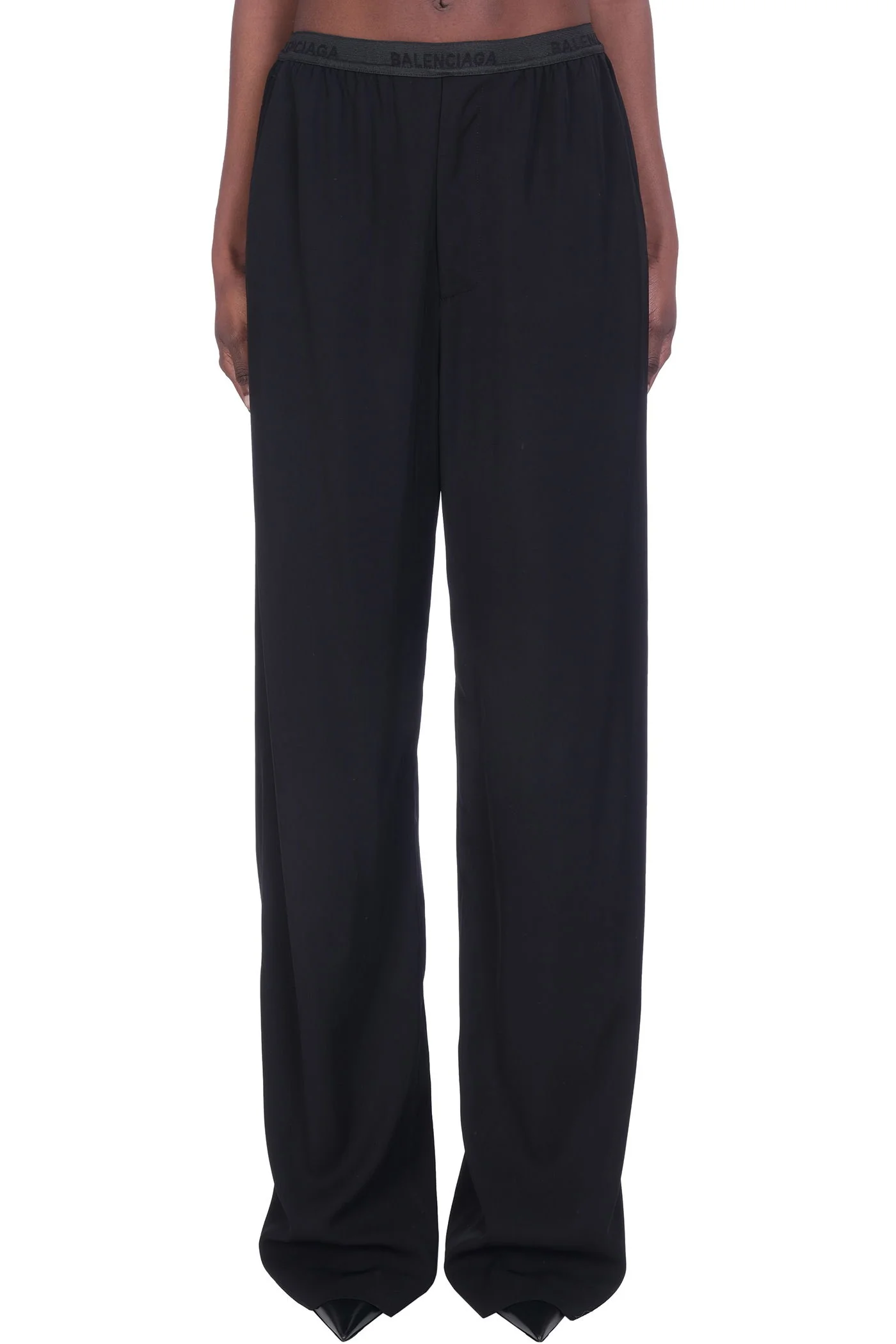 Pants in black viscose