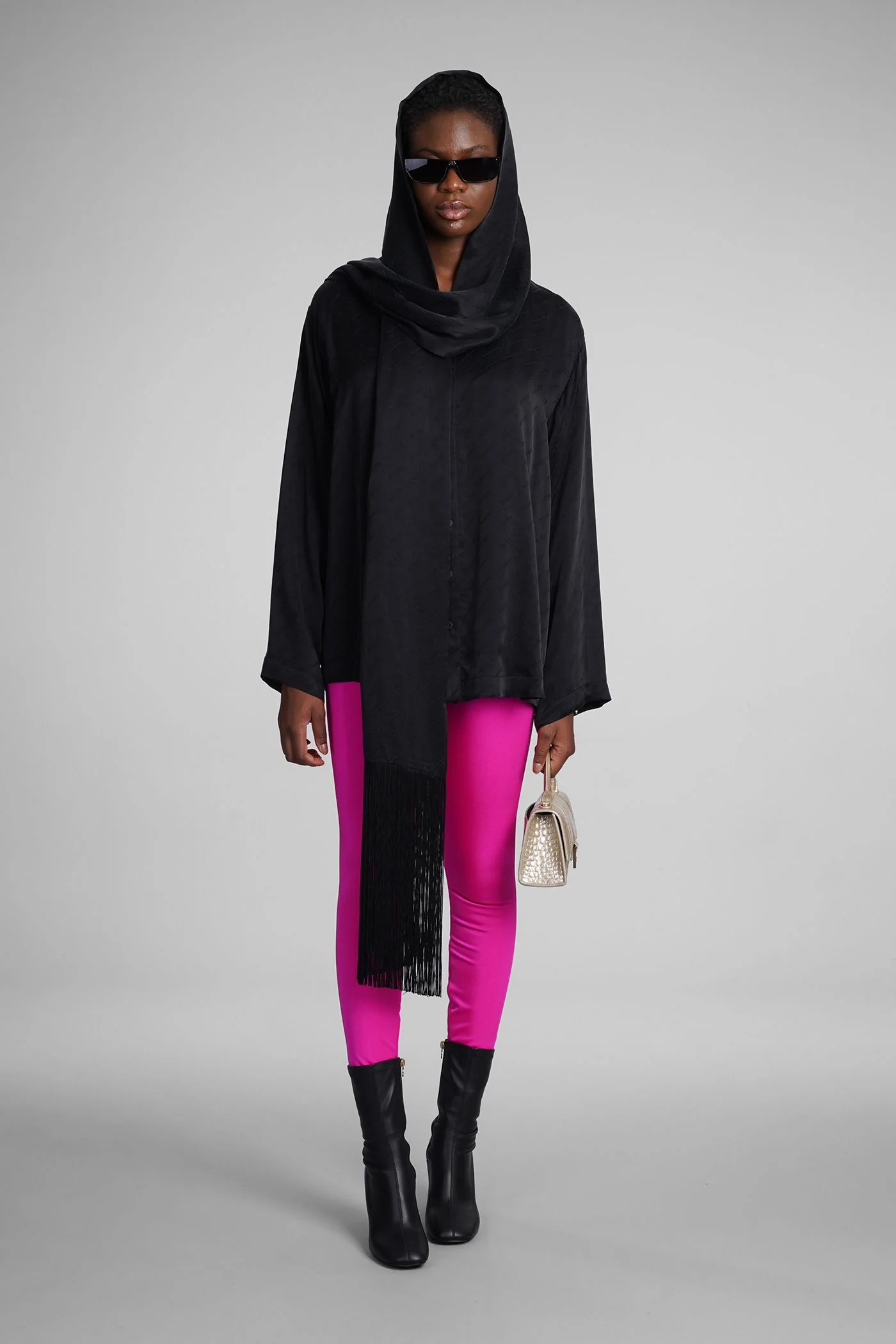 Shirt in black viscose - Image 2