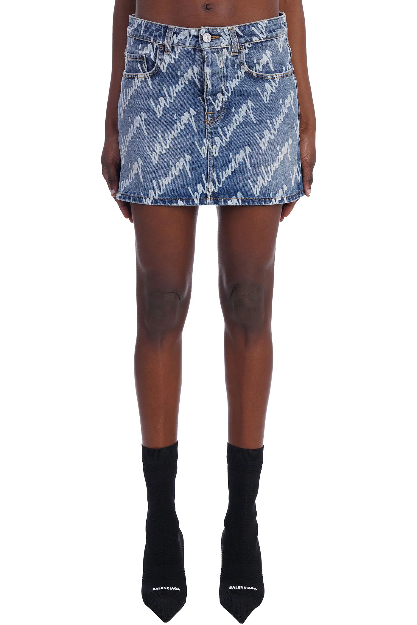 Skirt in cyan denim