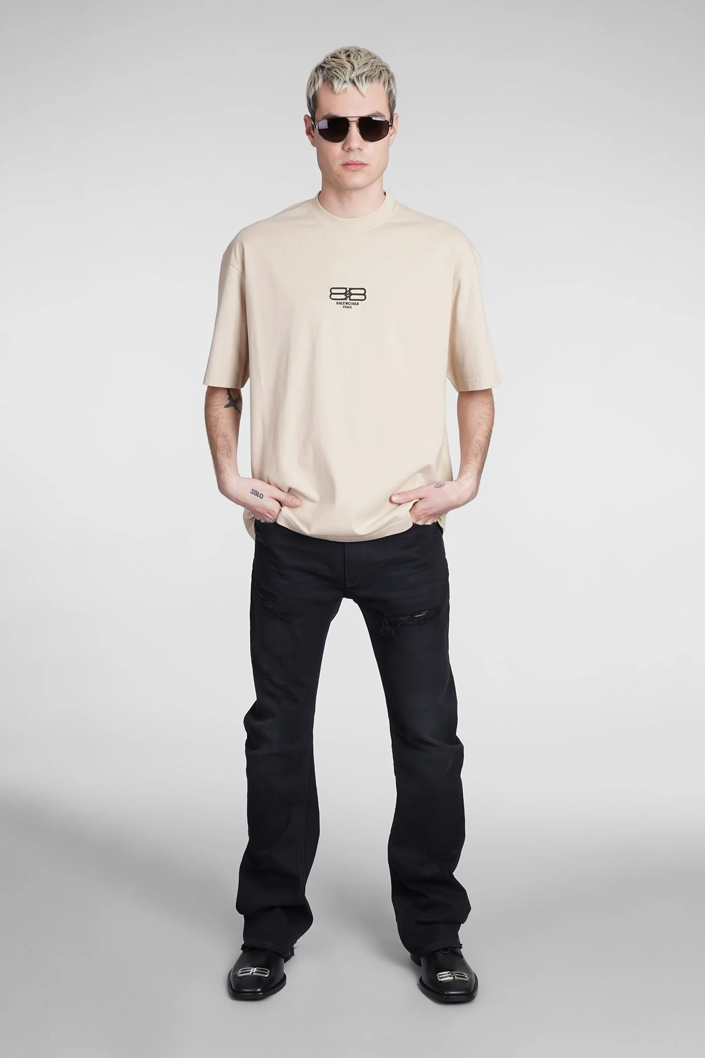 T-Shirt in beige cotton - Image 2