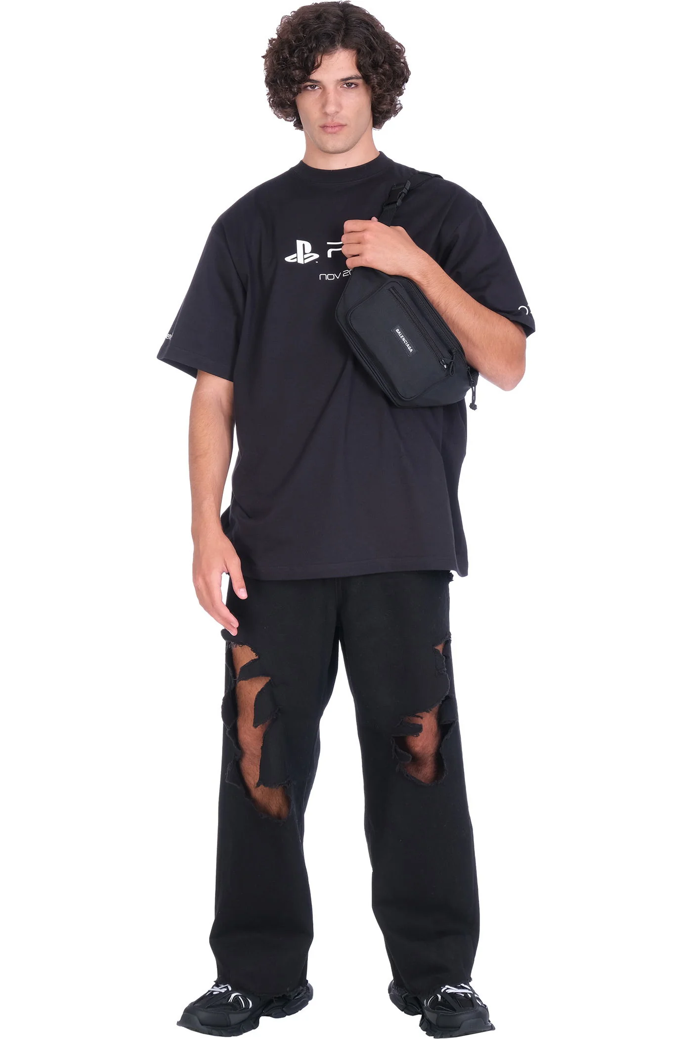 T-Shirt in black cotton - Image 2