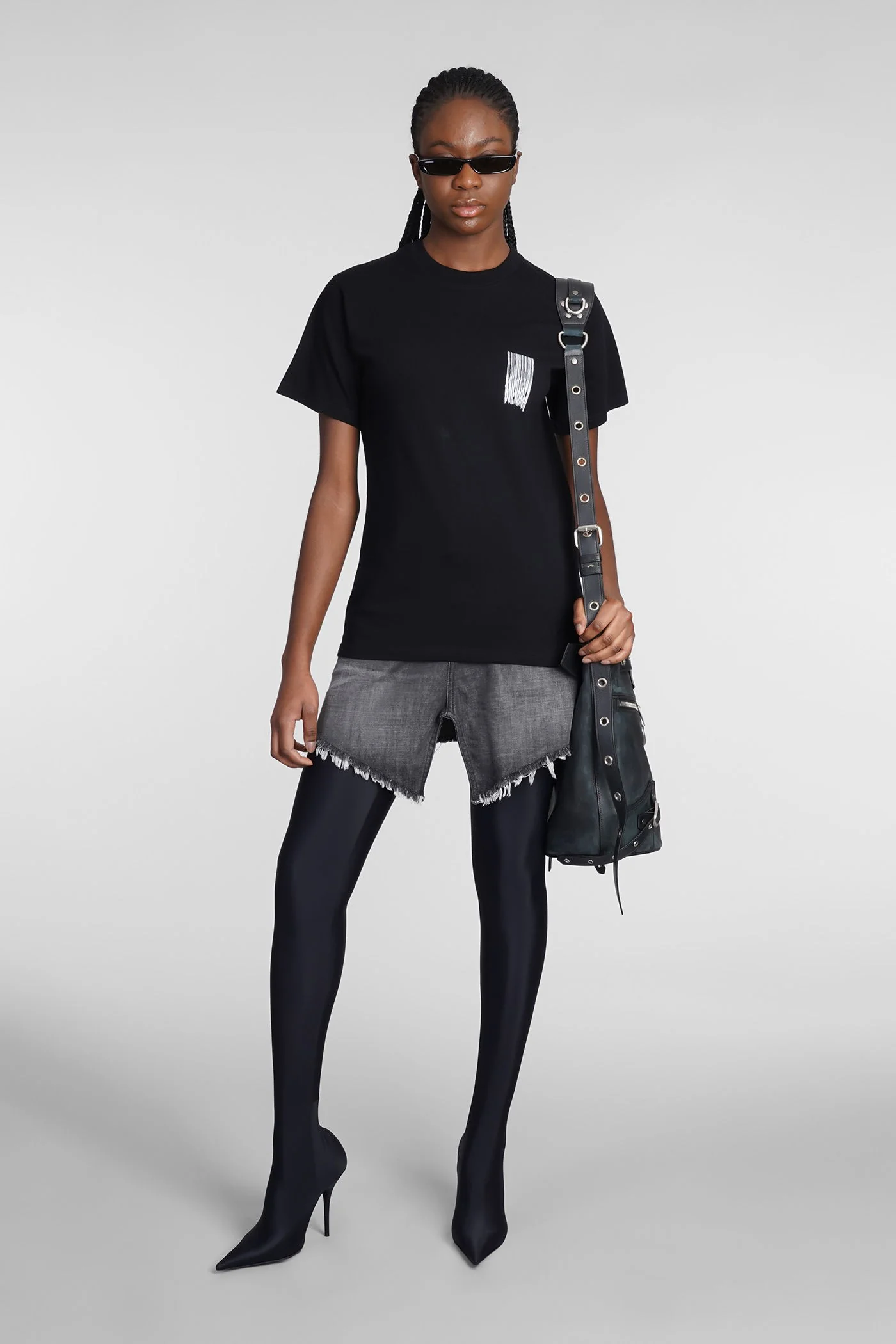 T-Shirt in black cotton - Image 2