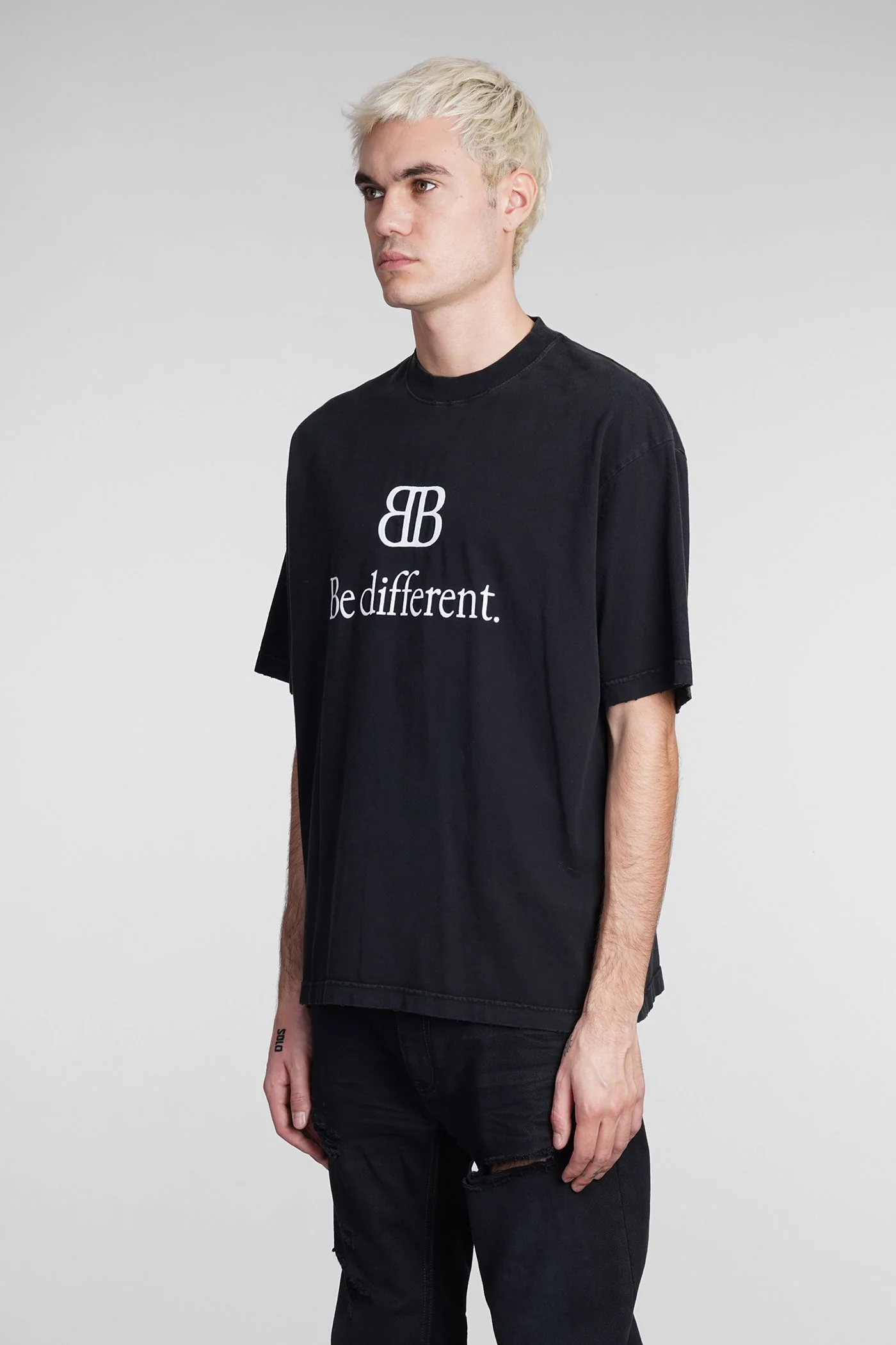 T-Shirt in black cotton - Image 4