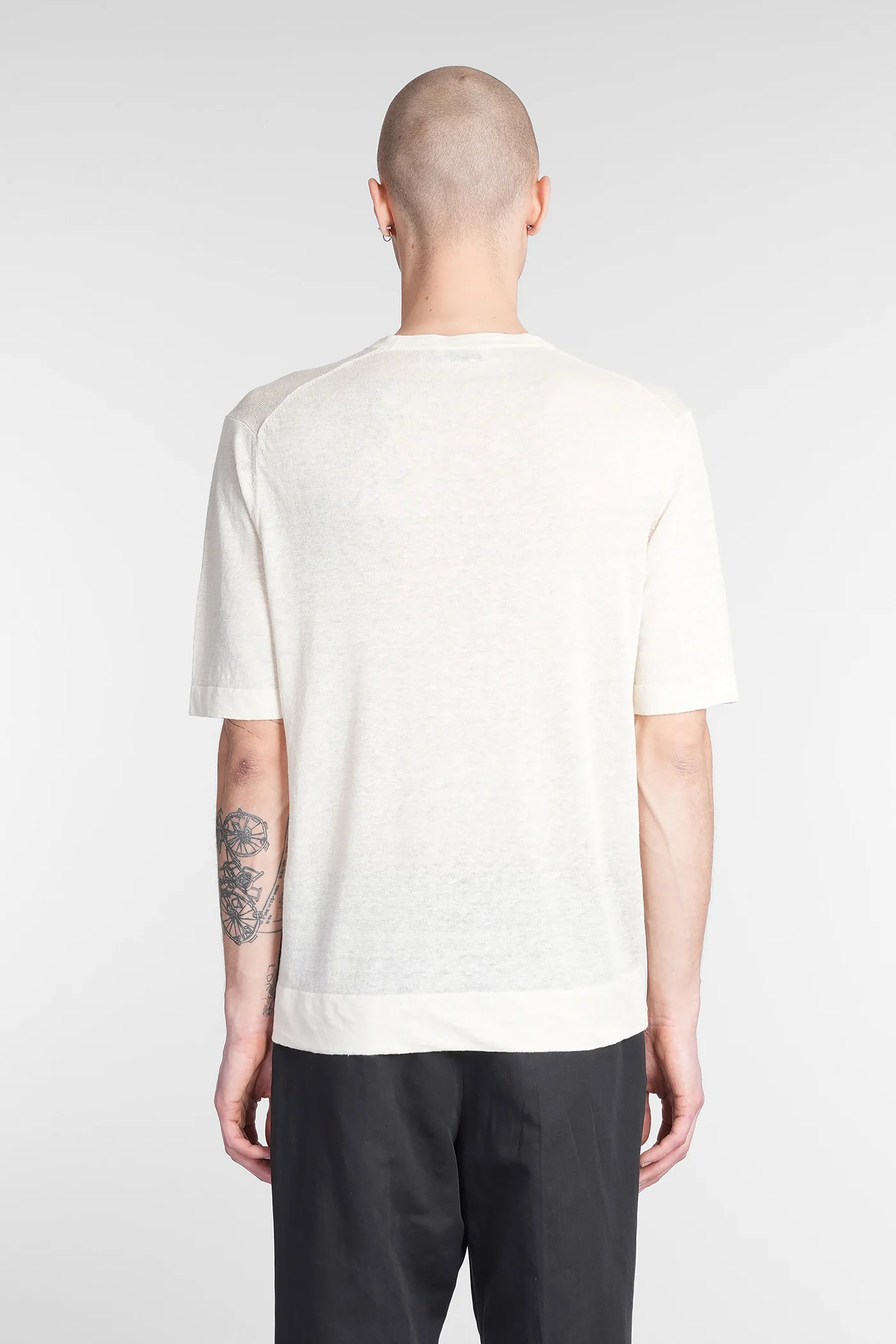 T-Shirt in beige linen - Image 3