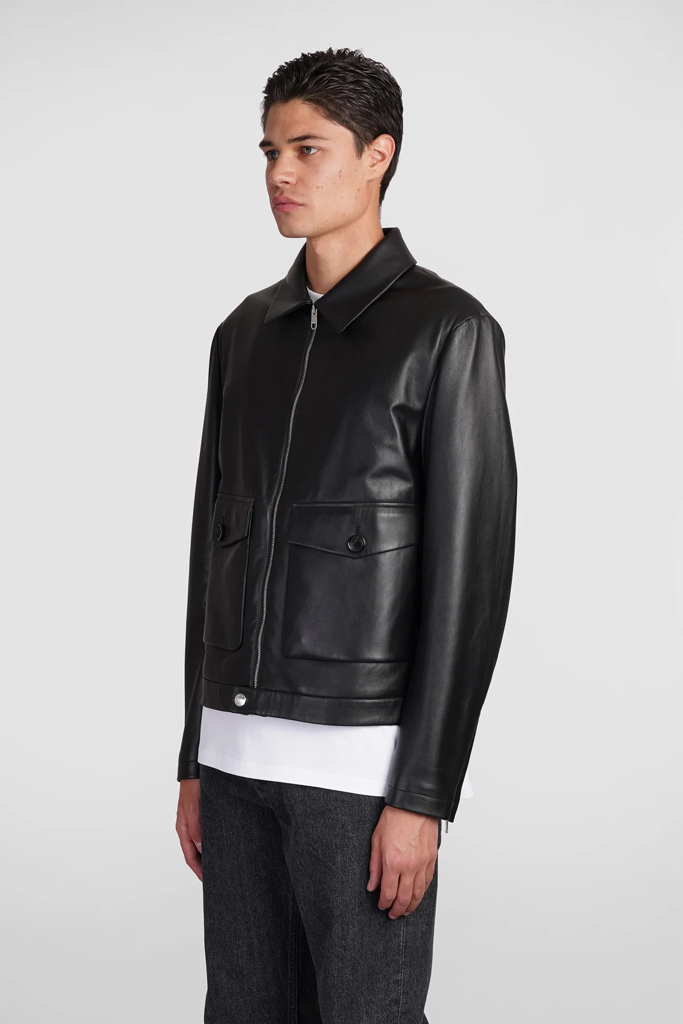 Leather jacket in black leather - Image 4