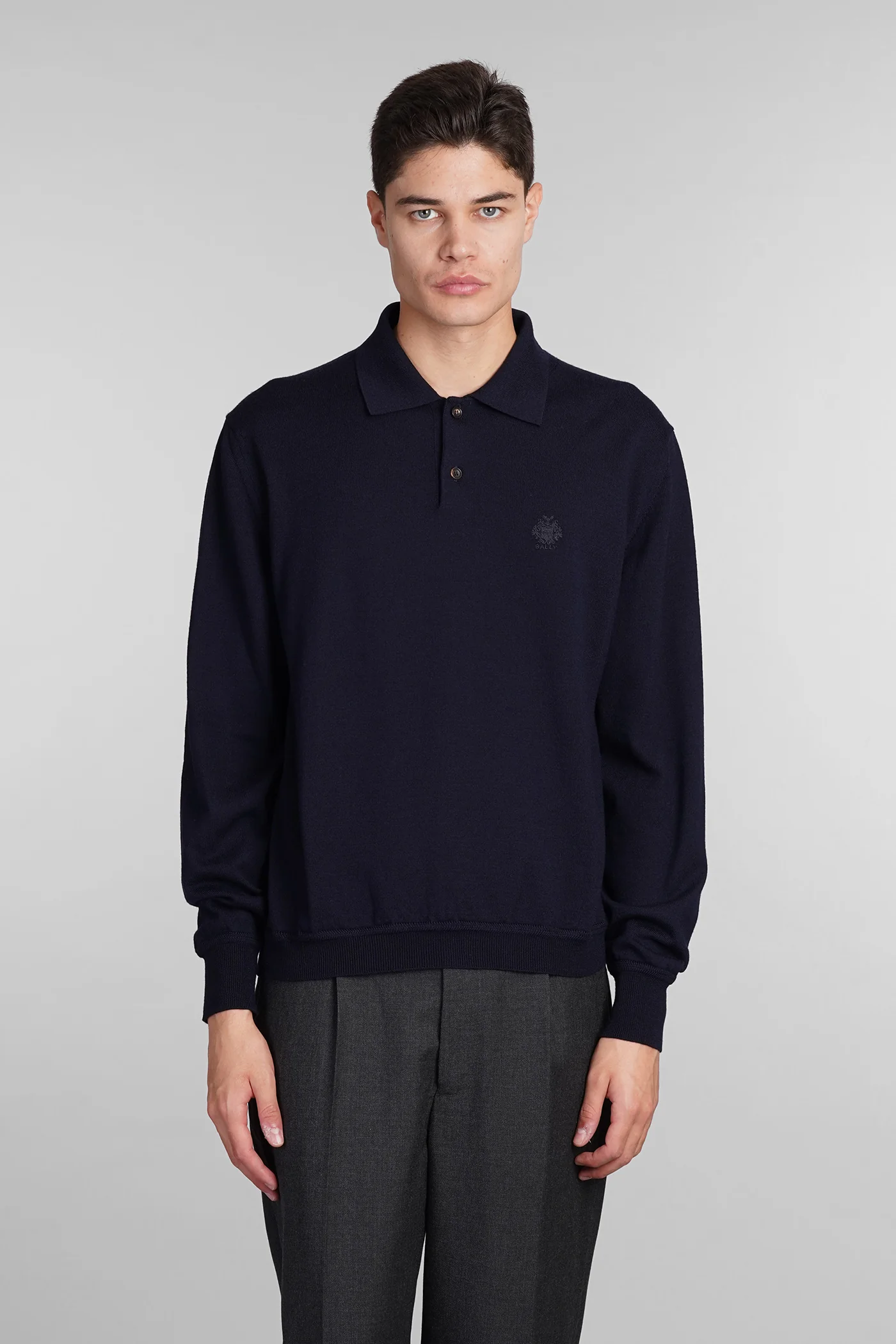 Polo in blue wool