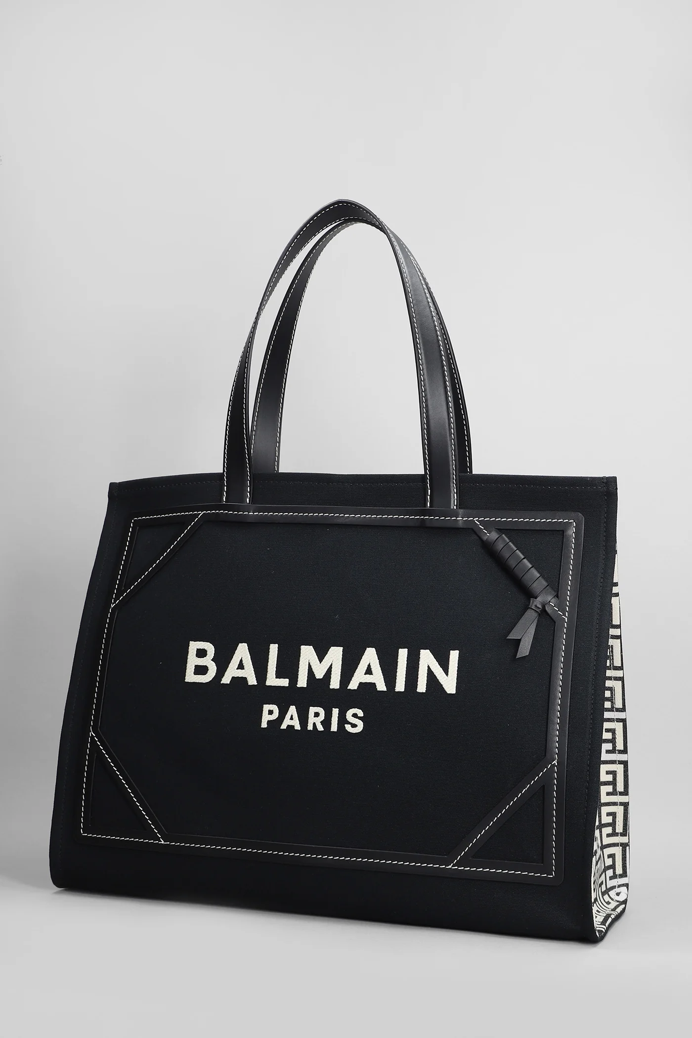 B army Tote in black leather and fabric - Image 2