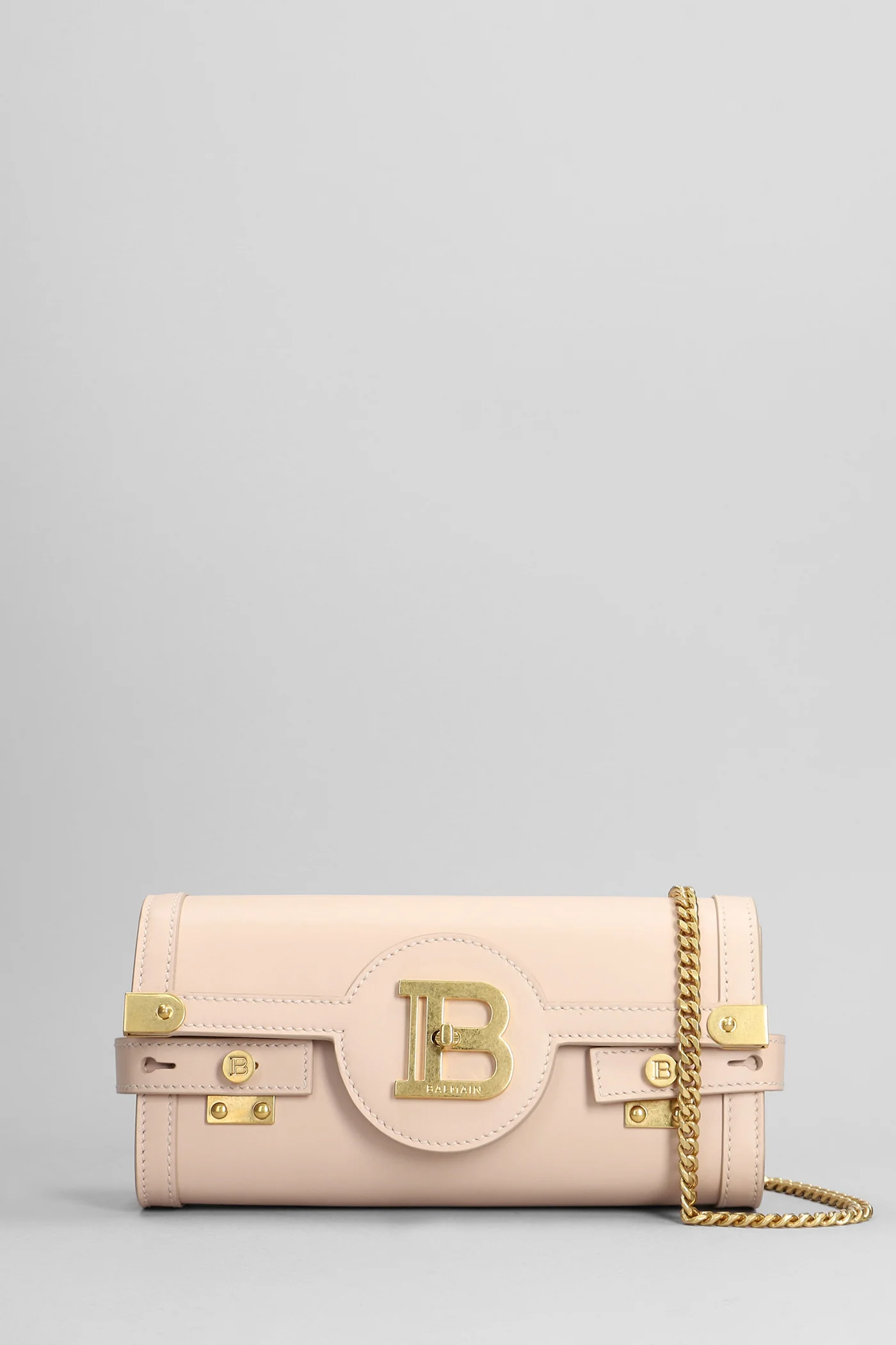 B buzz Clutch in rose-pink leather