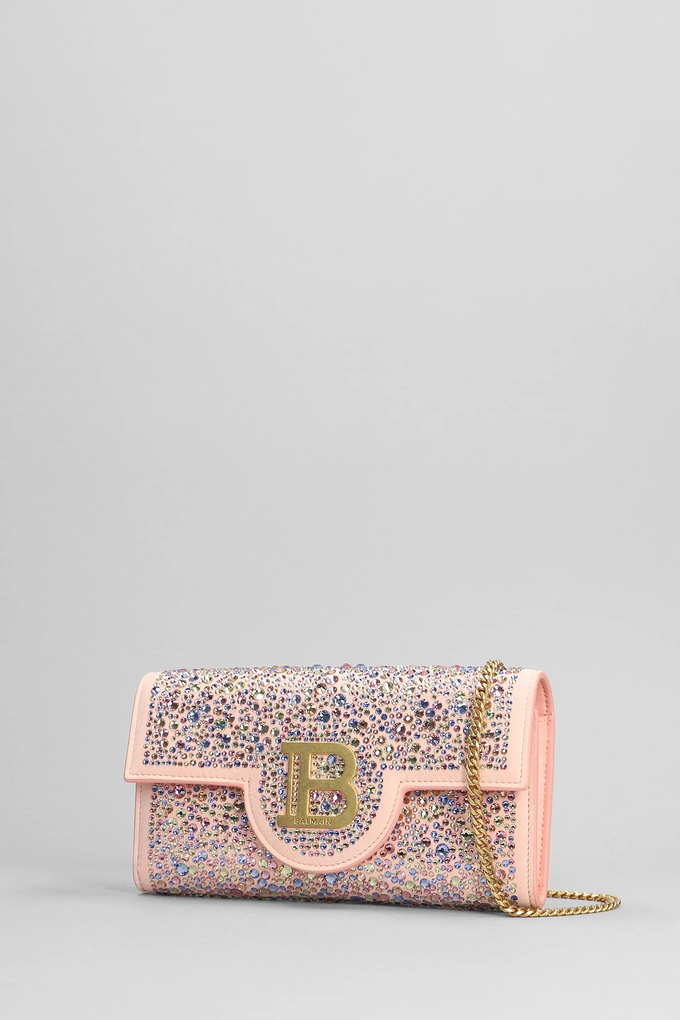 B buzz Clutch in rose-pink suede - Image 2