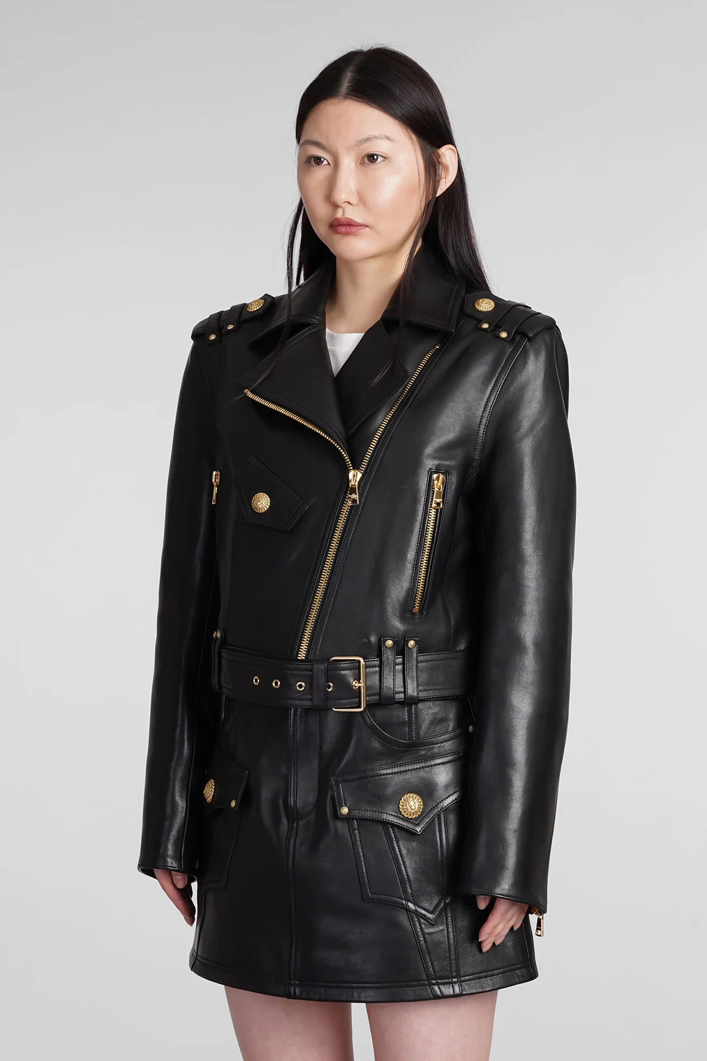 Biker jacket in black leather - Image 4