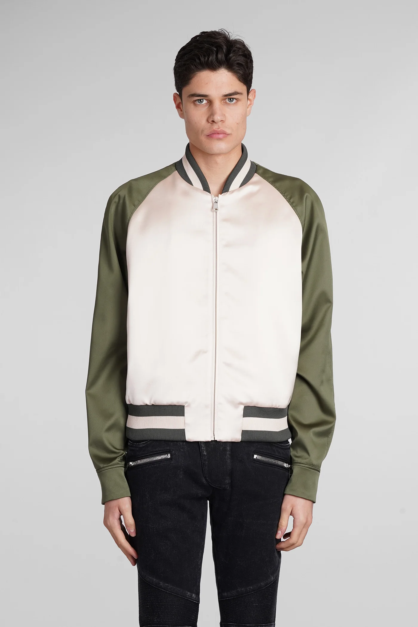 Bomber Jacket in beige polyester