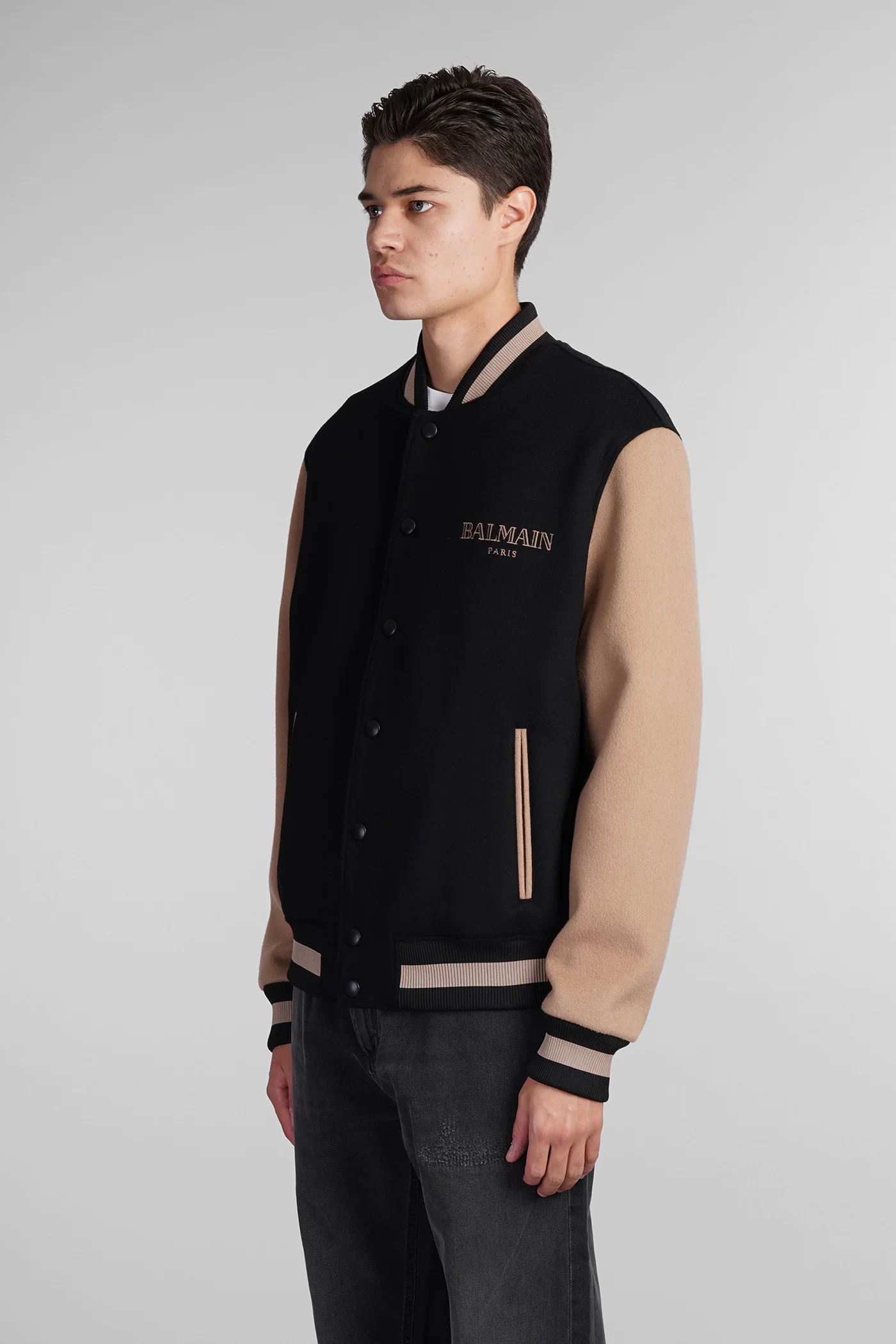 Bomber Jacket in black wool - Image 4