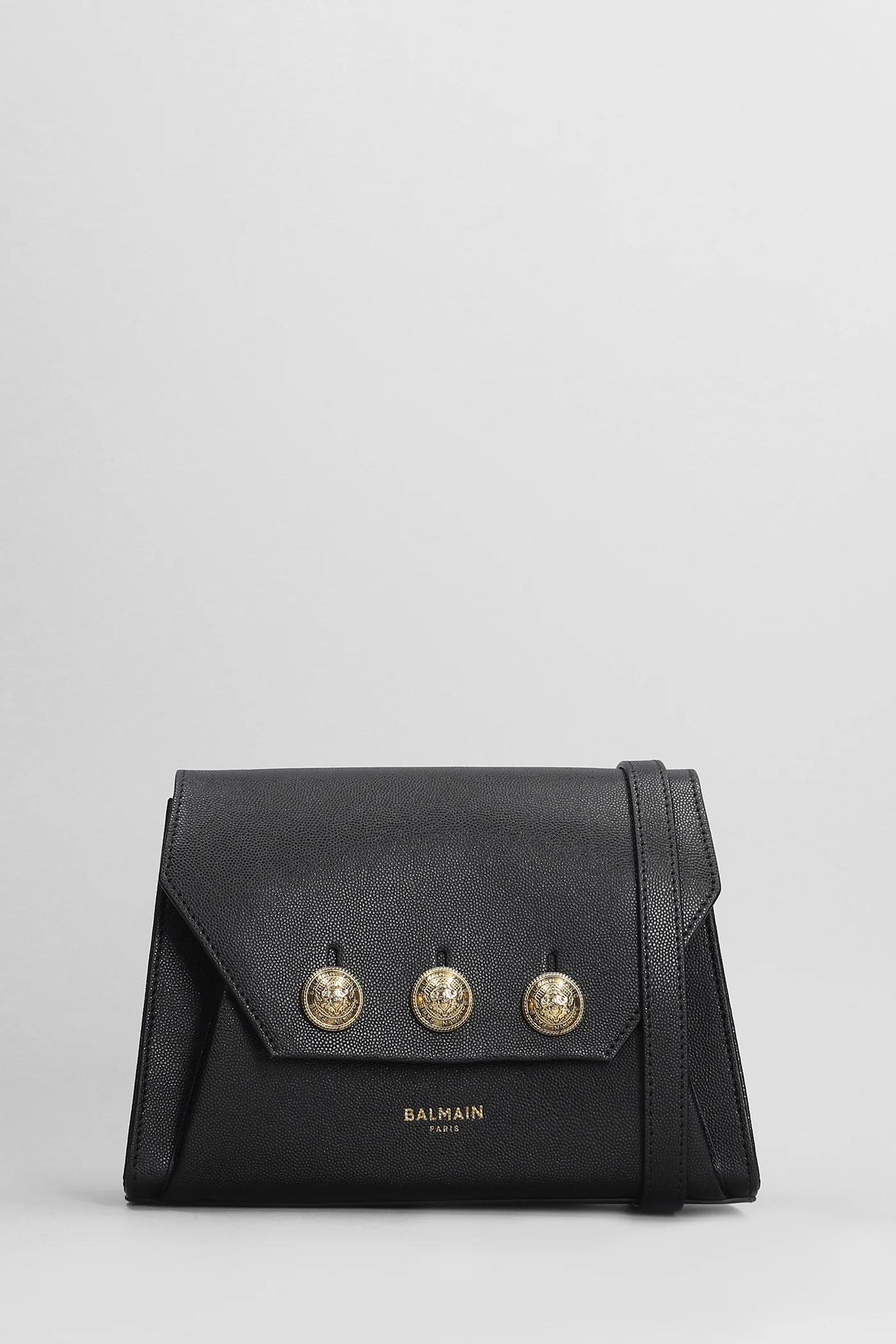 Embleme flap Shoulder bag in black leather