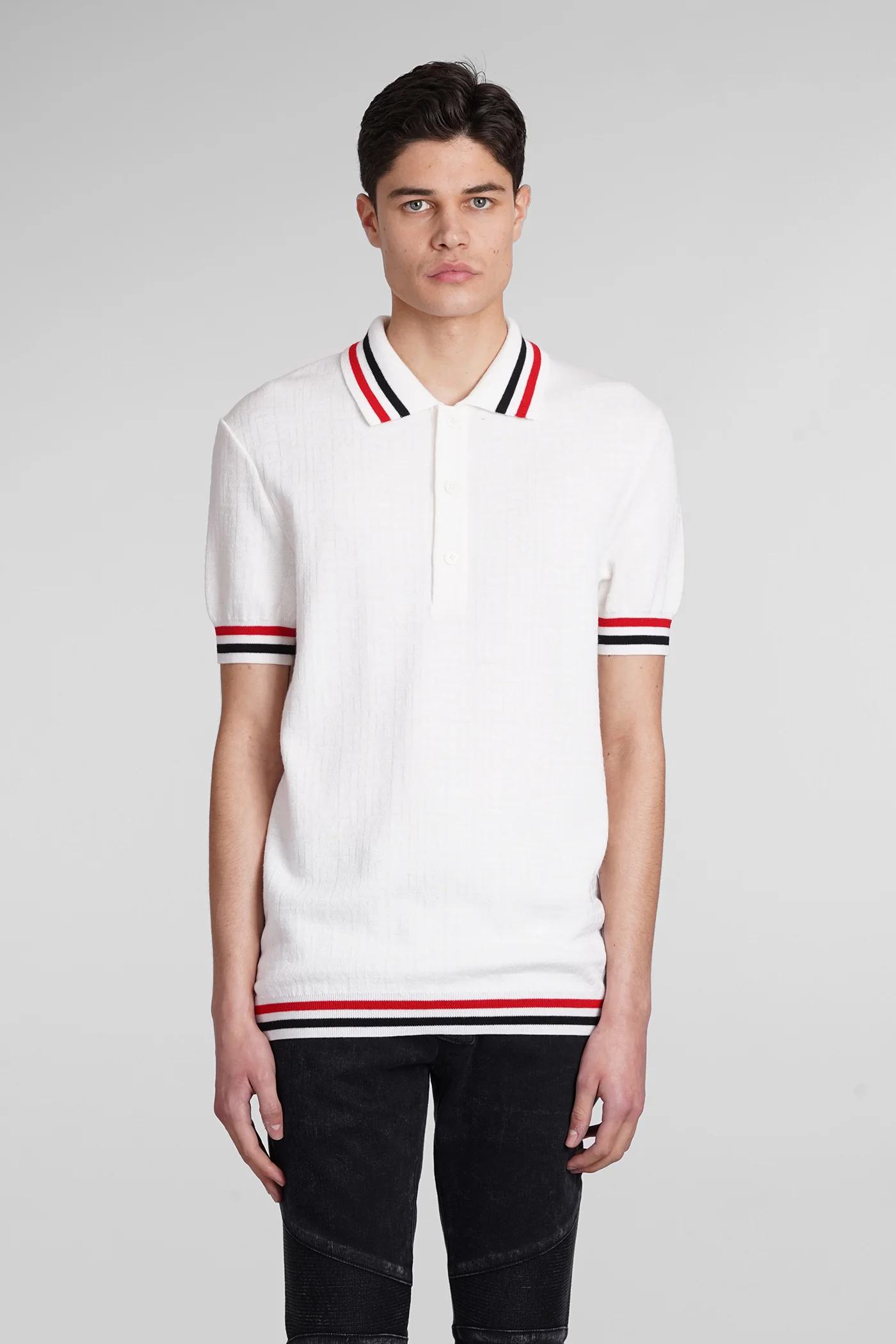 Polo in white wool