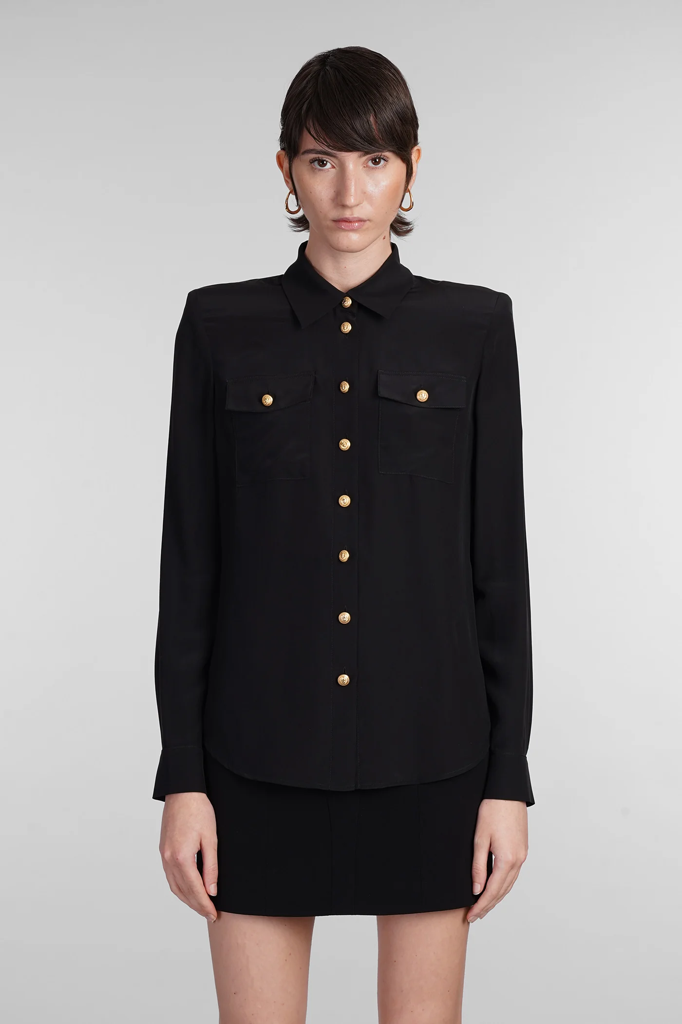 Shirt in black silk