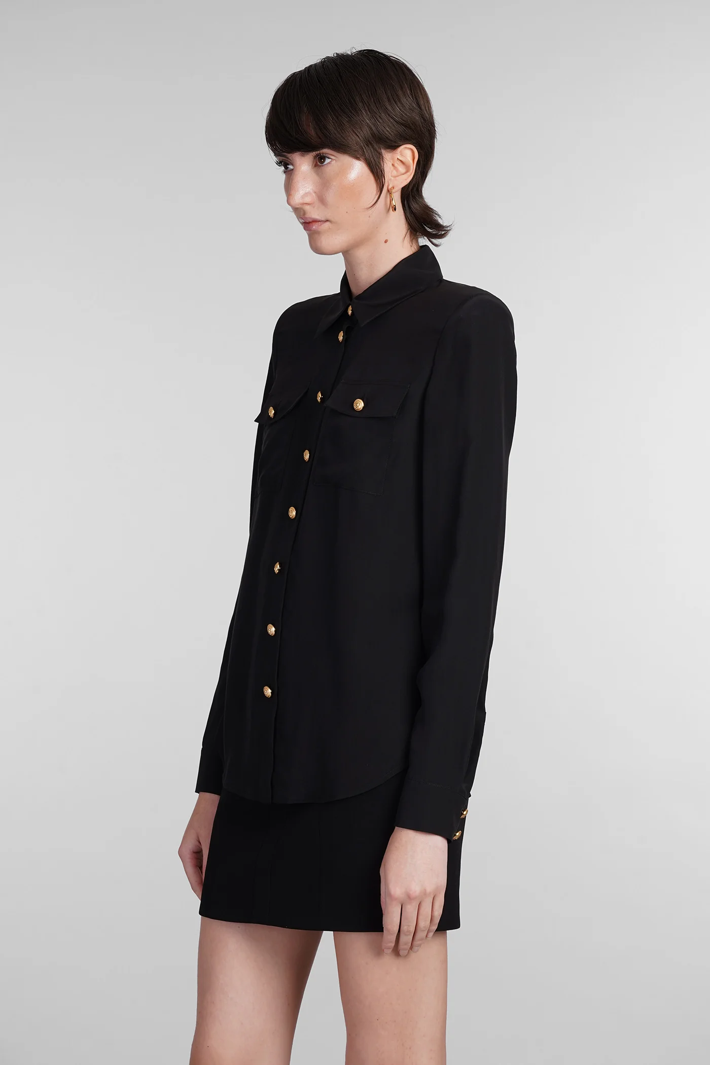 Shirt in black silk - Image 4