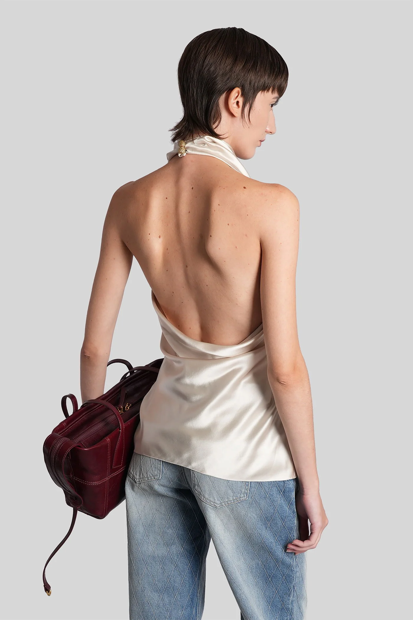 Topwear in beige silk - Image 3