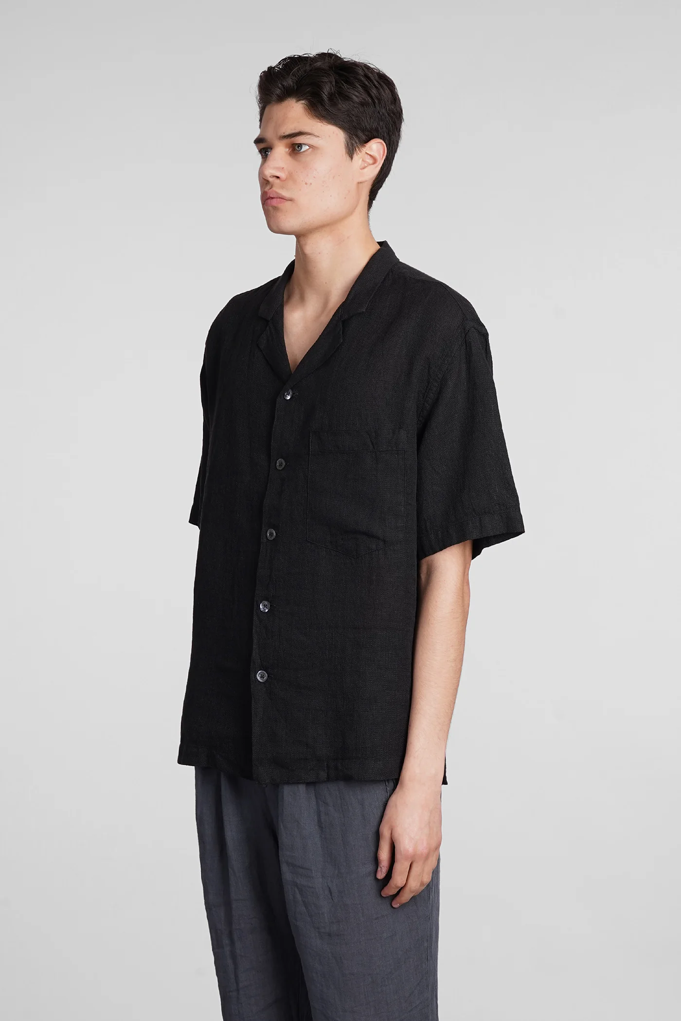 Bagolo Shirt in black linen - Image 4
