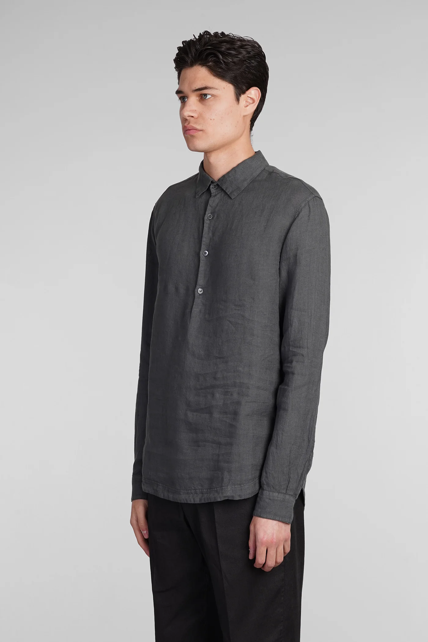 Pavan Shirt in grey linen - Image 4