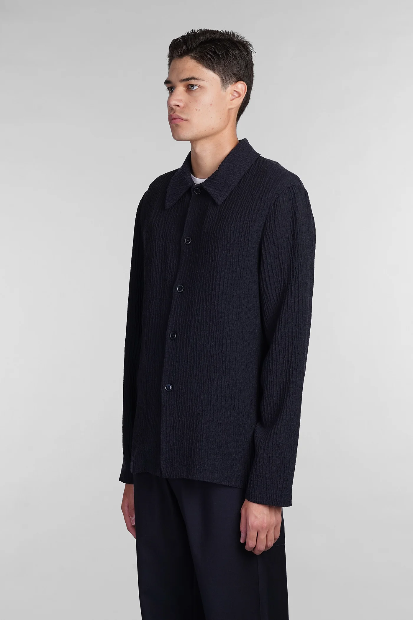 Roncola Shirt in blue viscose - Image 4