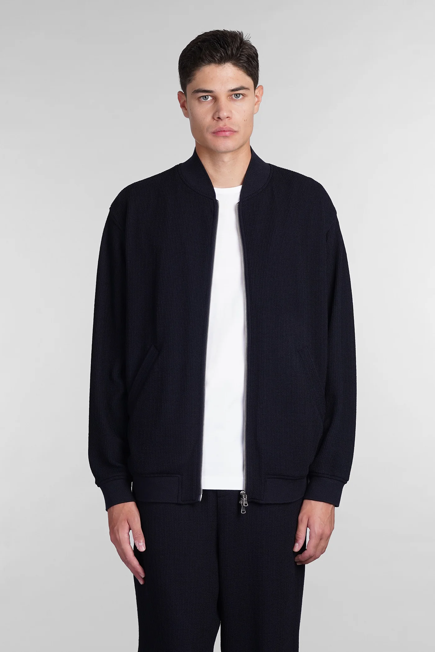 Tofolo Bomber Jacket in blue polyamide