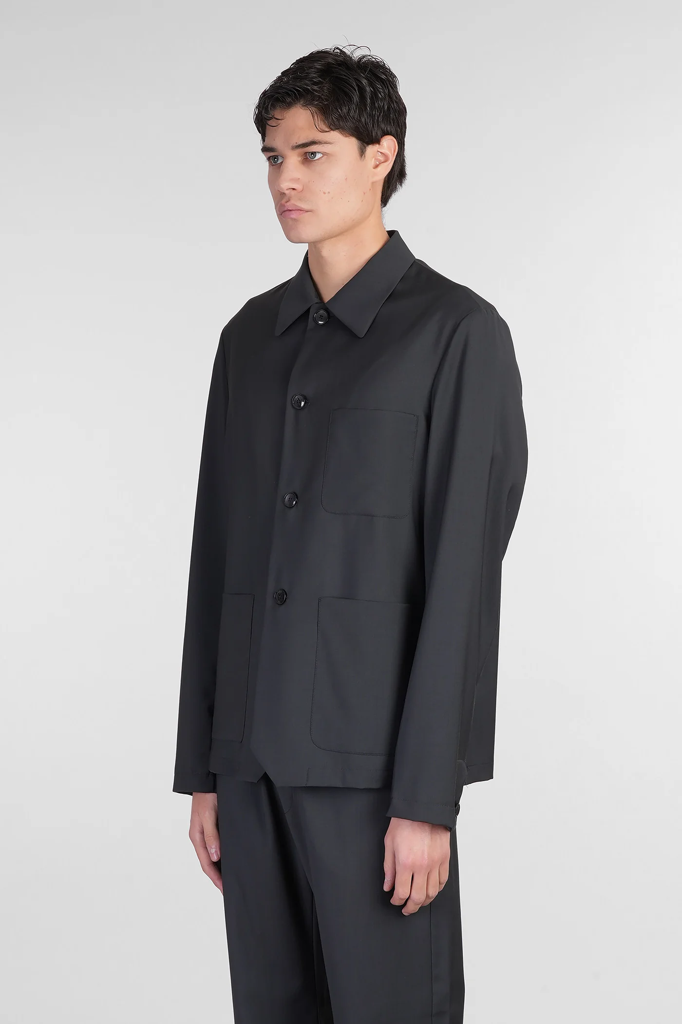 Visal Shirt in grey wool - Image 4