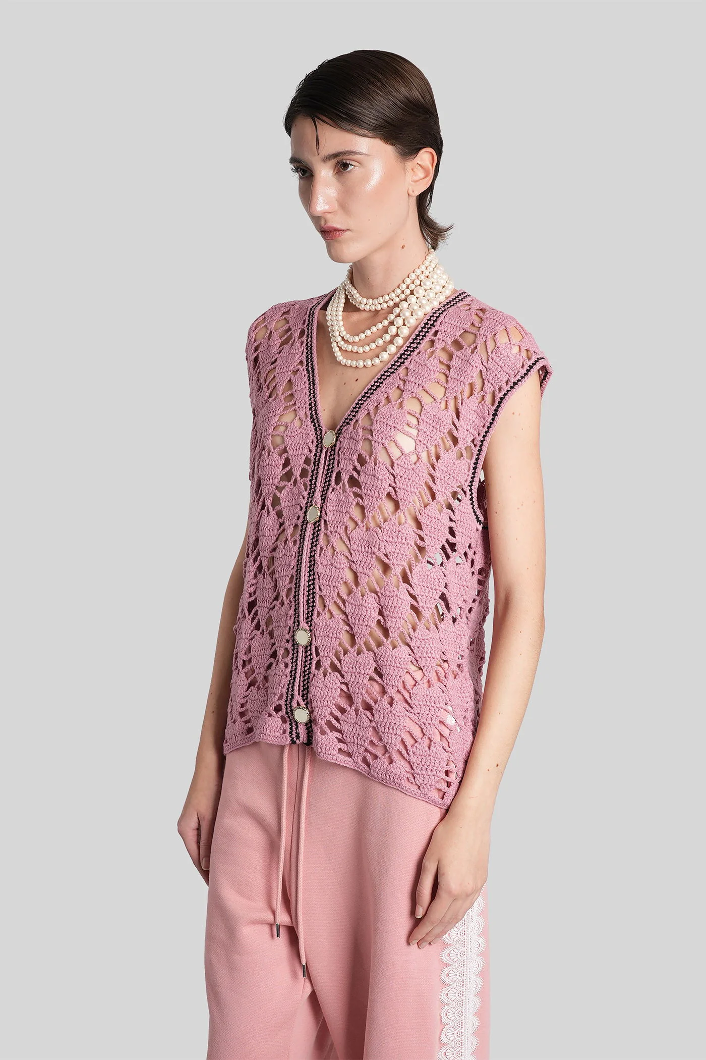 Vest in rose-pink acrylic - Image 4