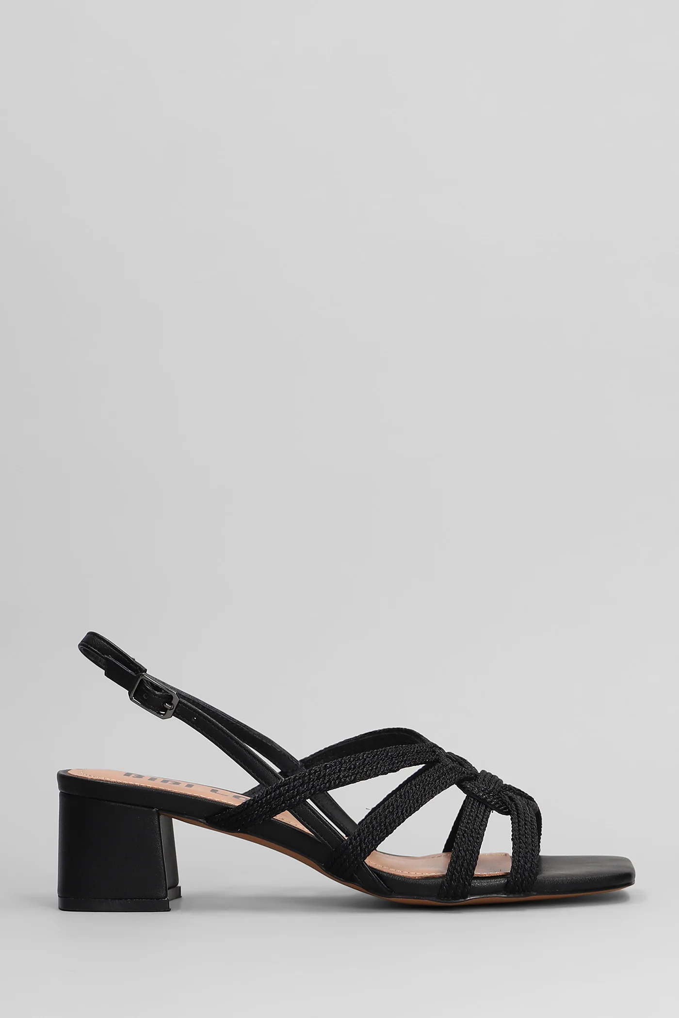 Elea Sandals in black leather and fabric
