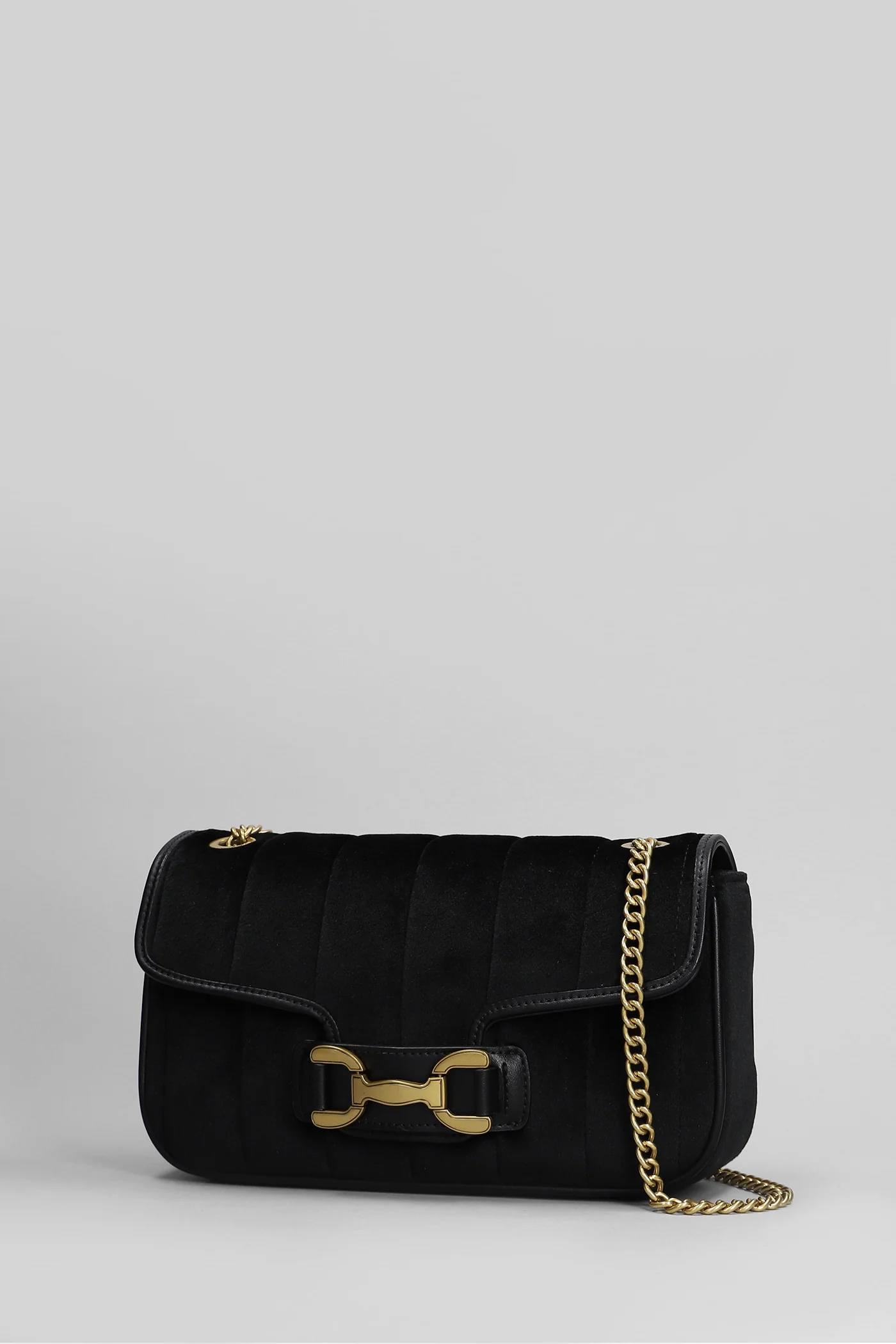 Shoulder bag in black velvet - Image 2