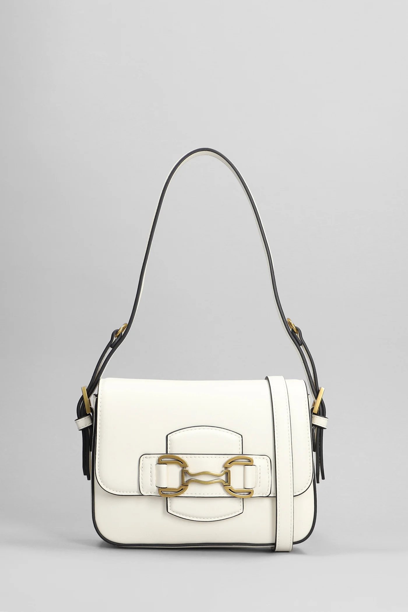 Shoulder bag in white leather