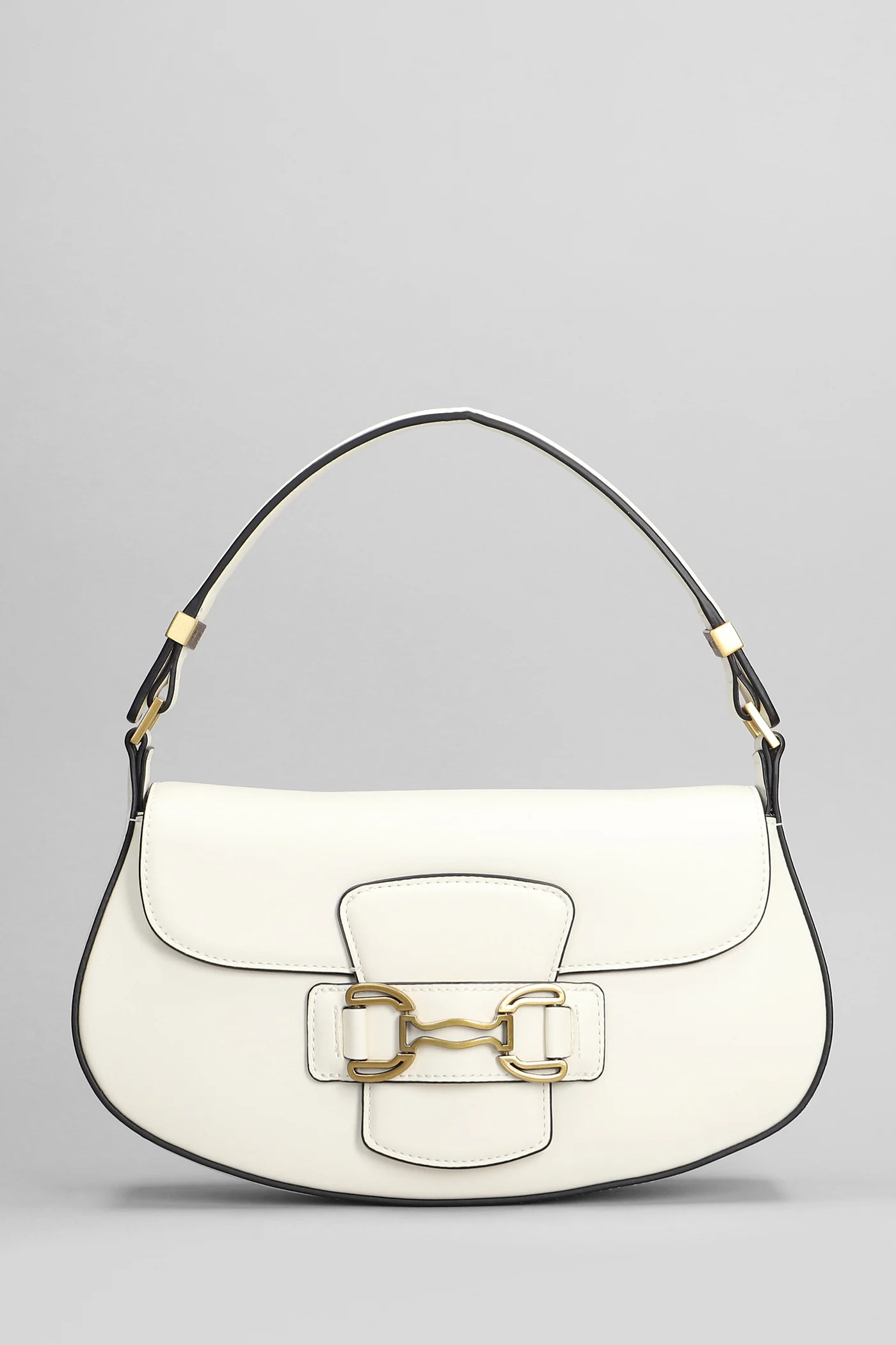 Shoulder bag in white leather