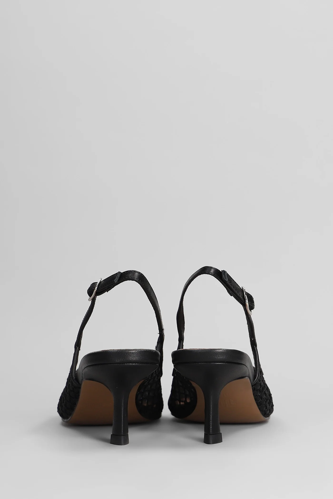 Xaia 55 Pumps in black leather and fabric - Image 49