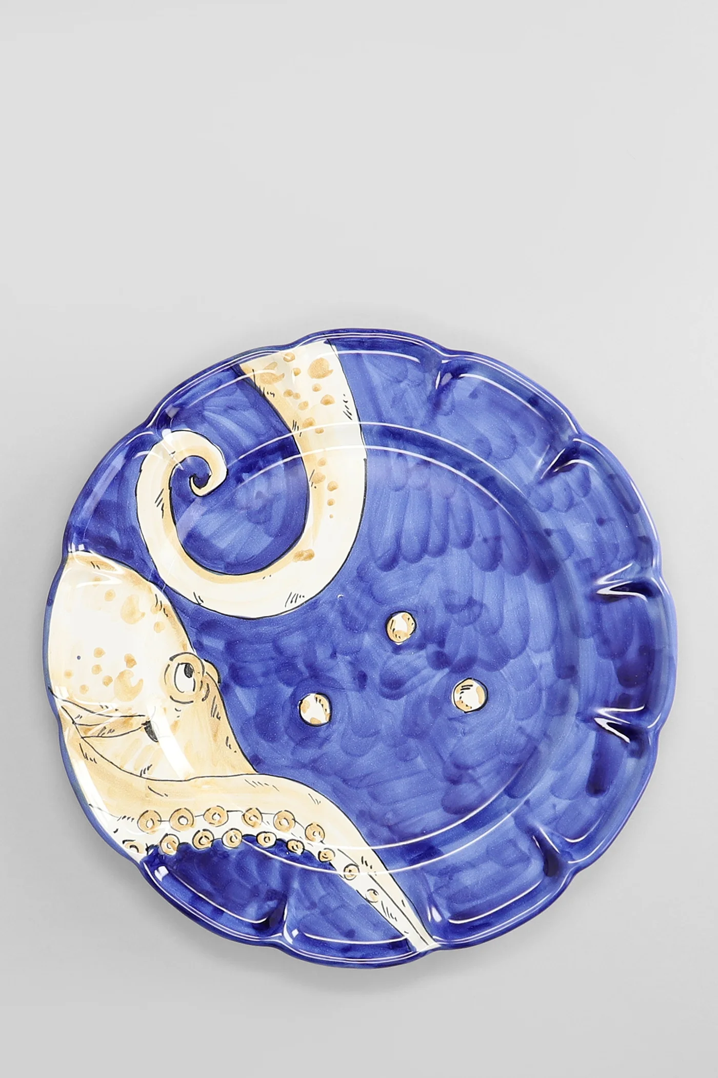 Polpo Plate in blue ceramic