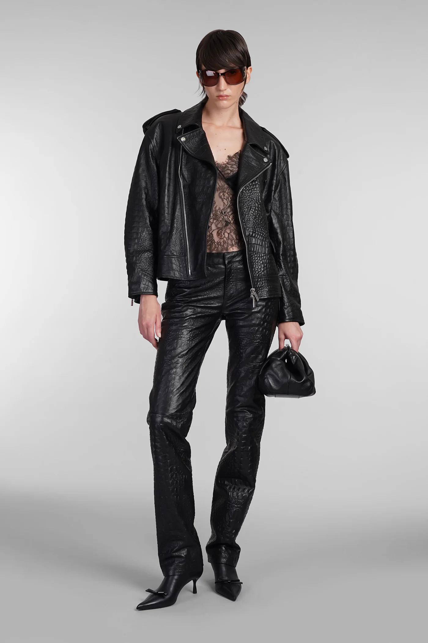 Biker jacket in black leather - Image 2