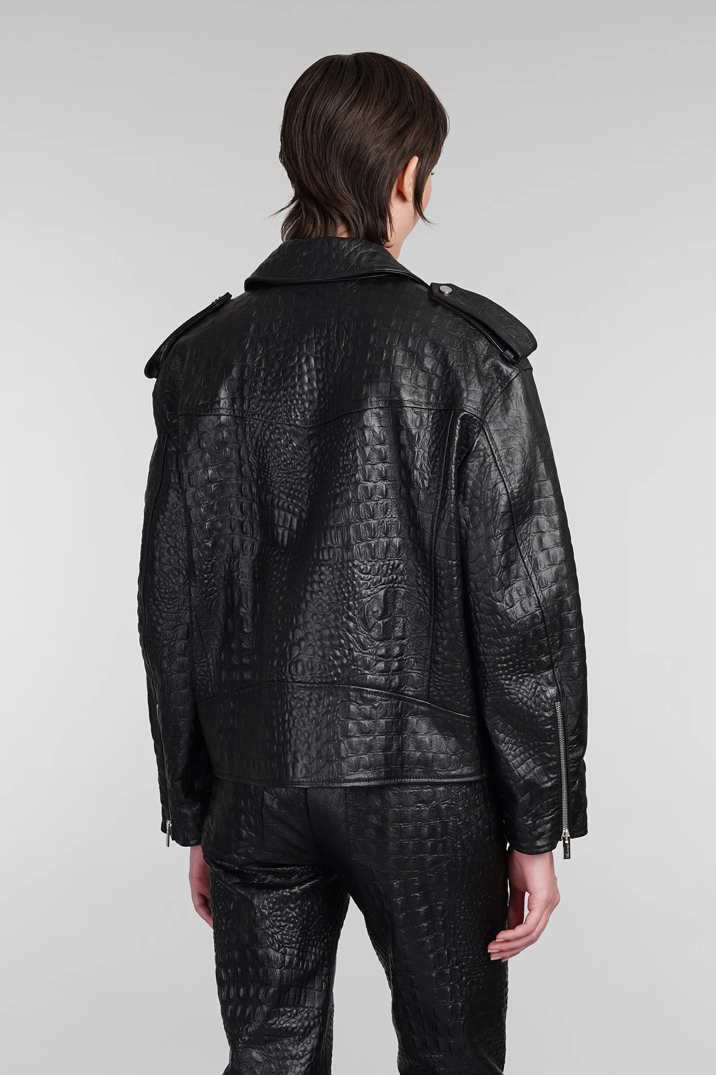 Biker jacket in black leather - Image 3