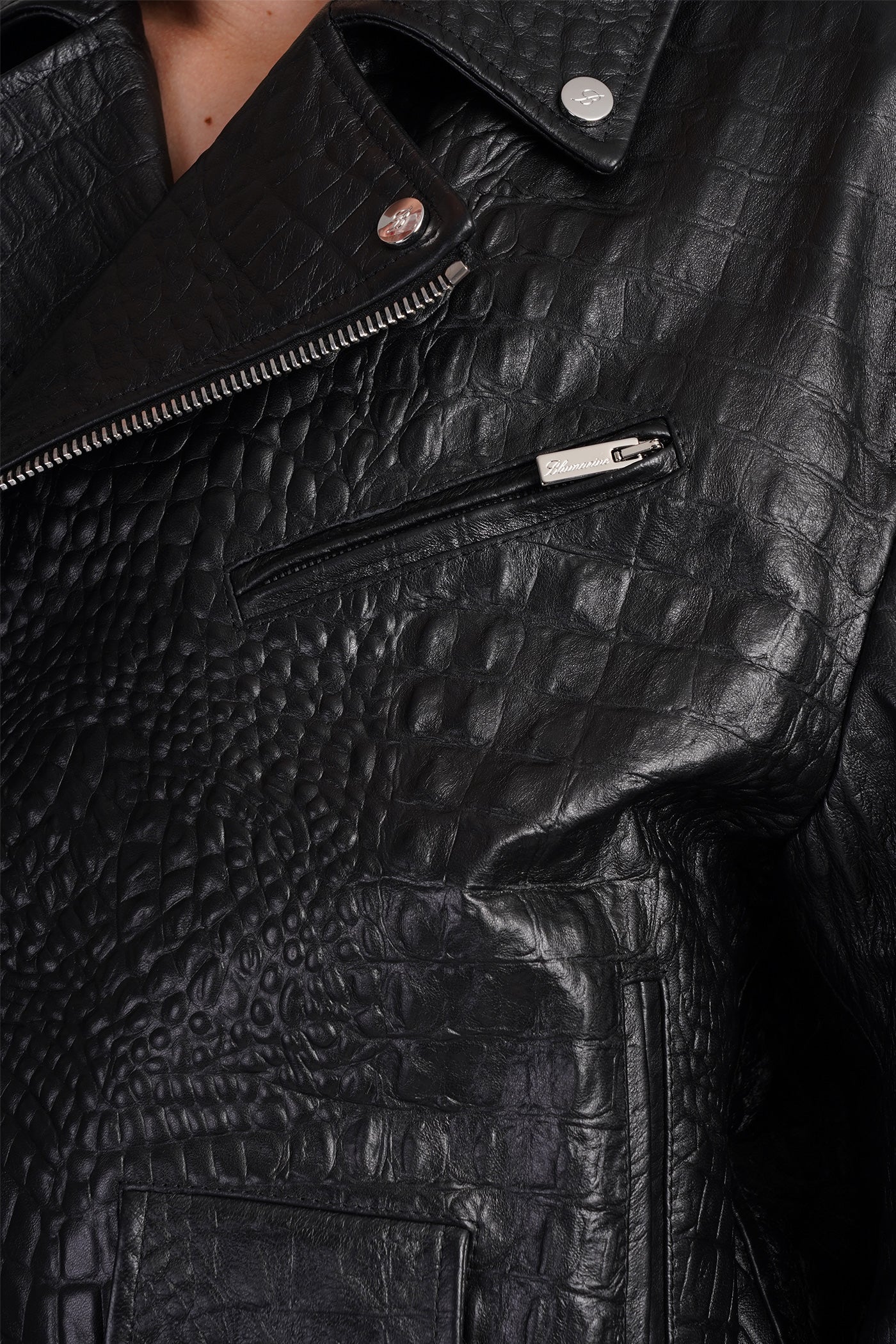 Biker jacket in black leather - Image 5