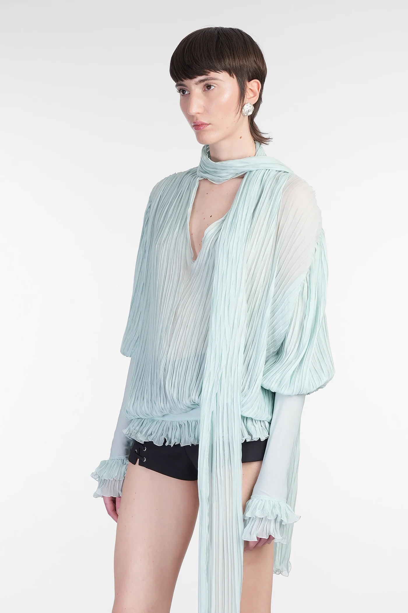 Blouse in green silk - Image 4