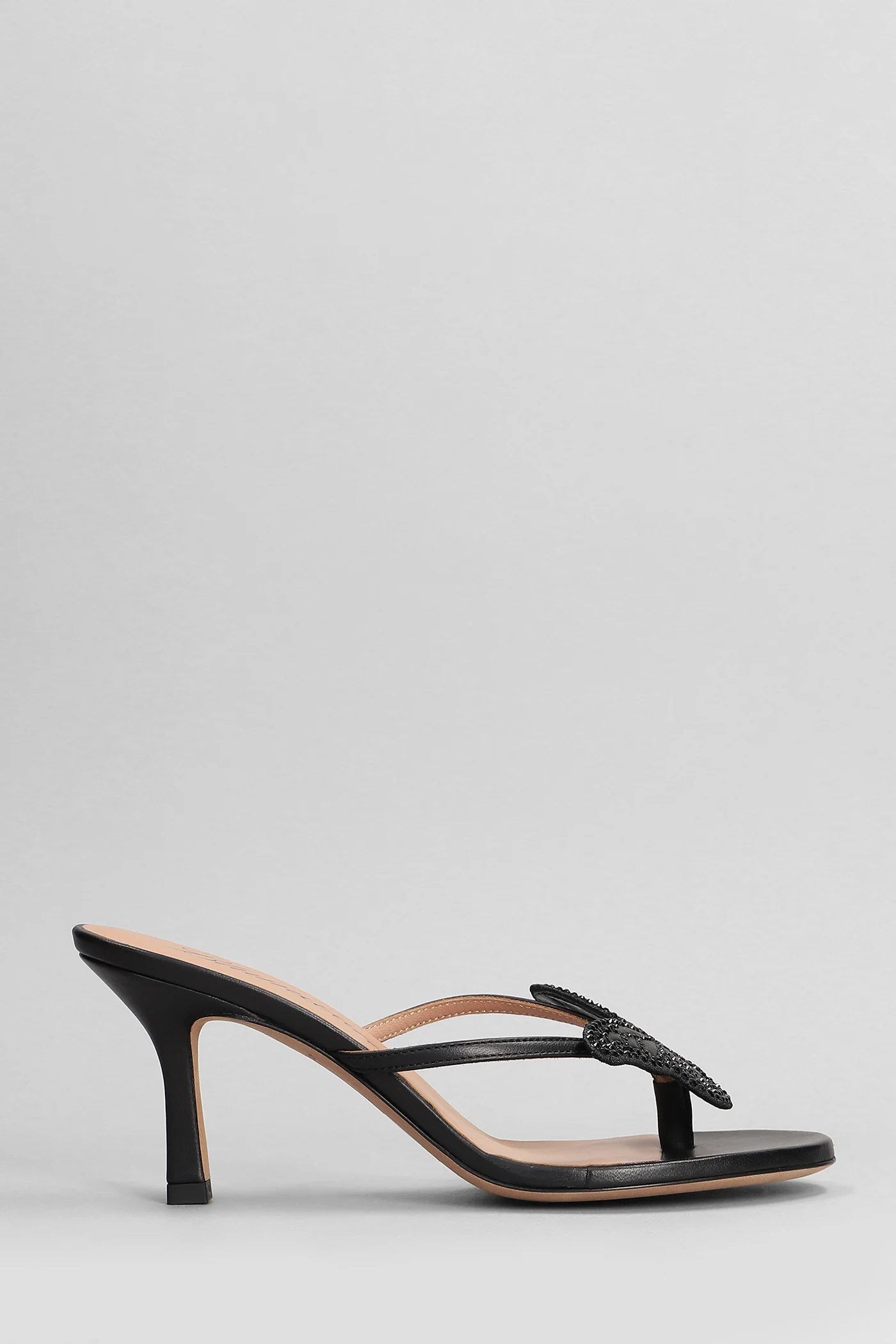 Butterfly Slipper-Mule in black leather