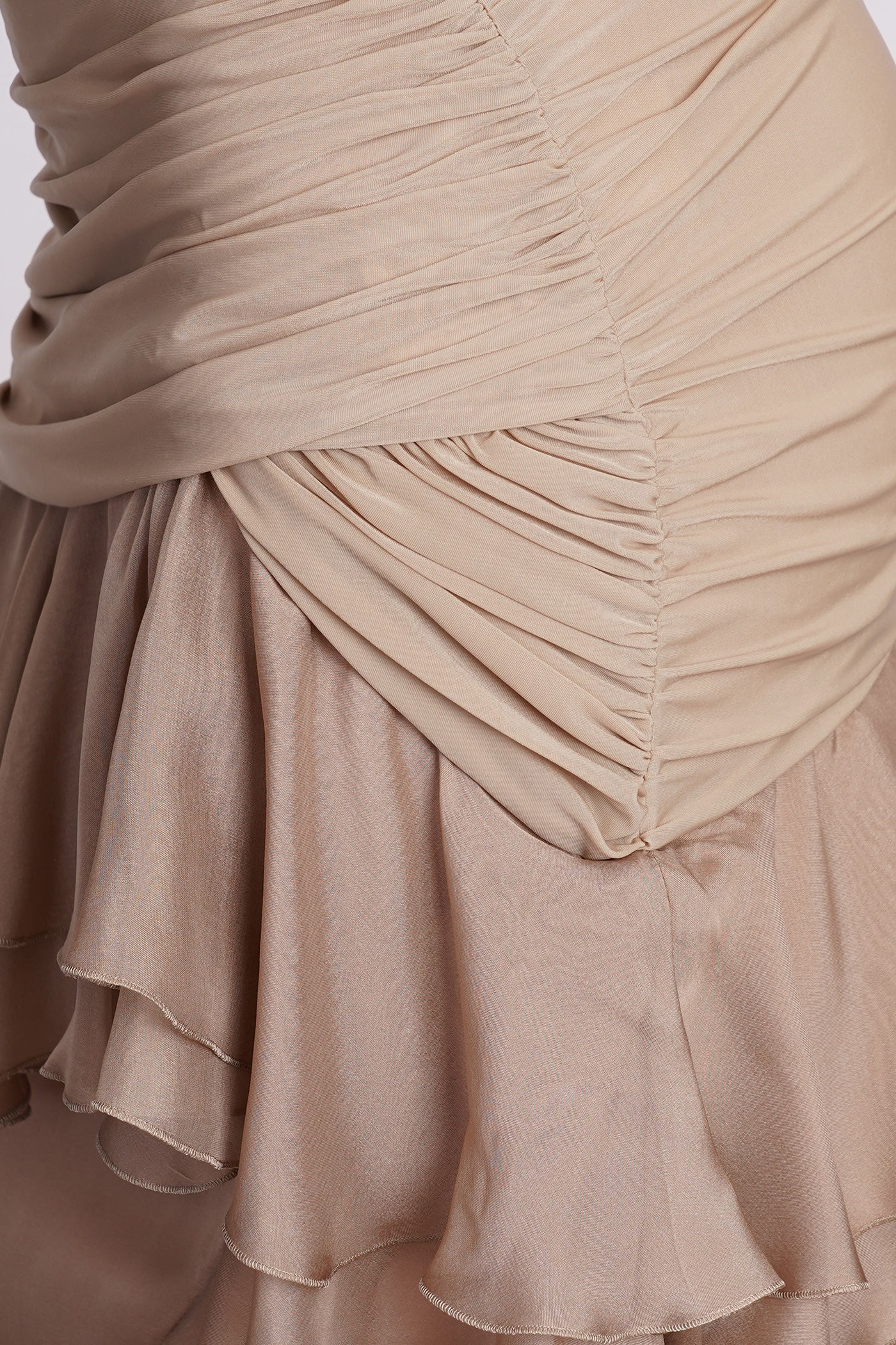 Dress woman in beige polyamide - Image 5