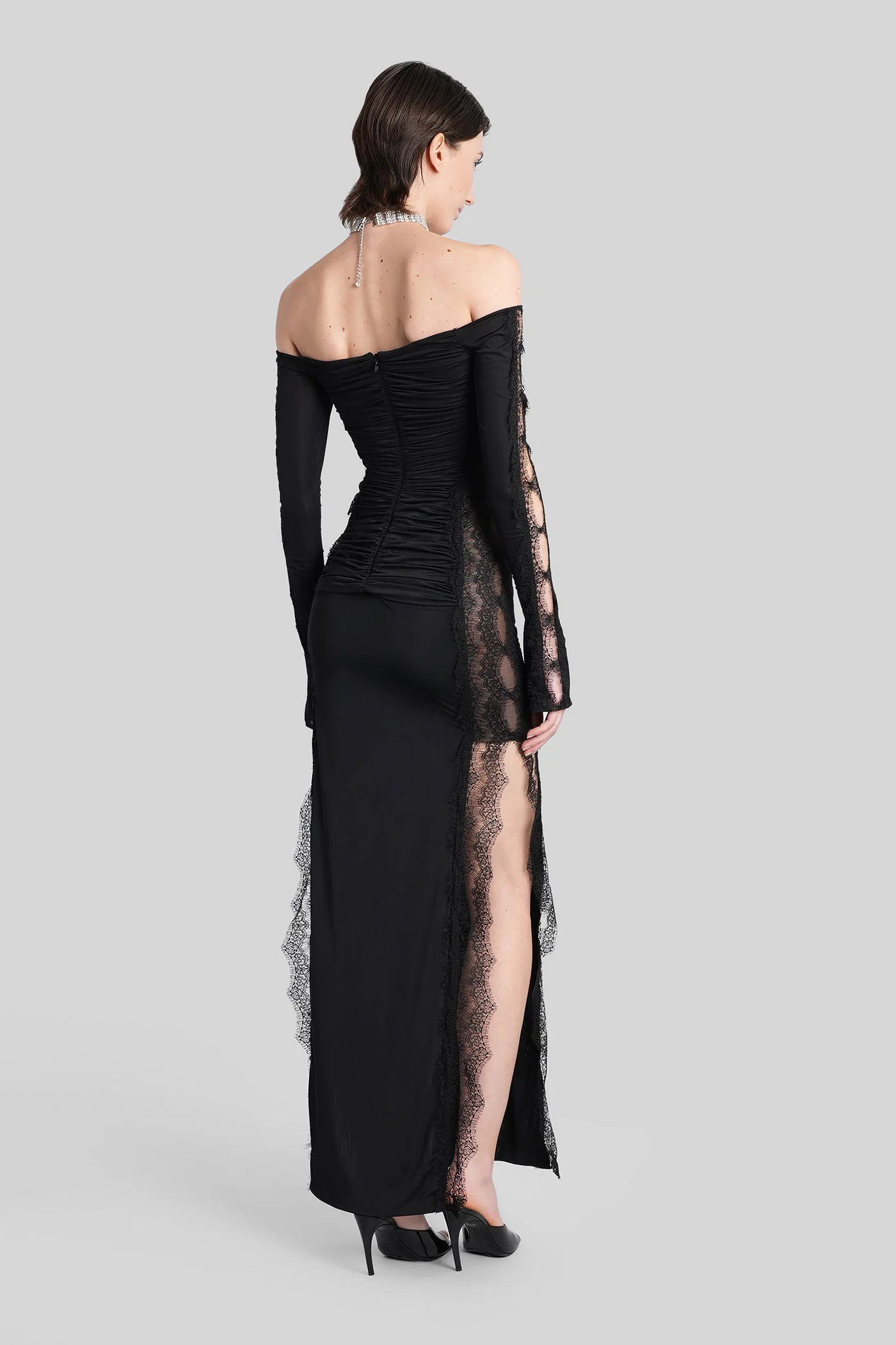 Long dress in black polyamide - Image 3