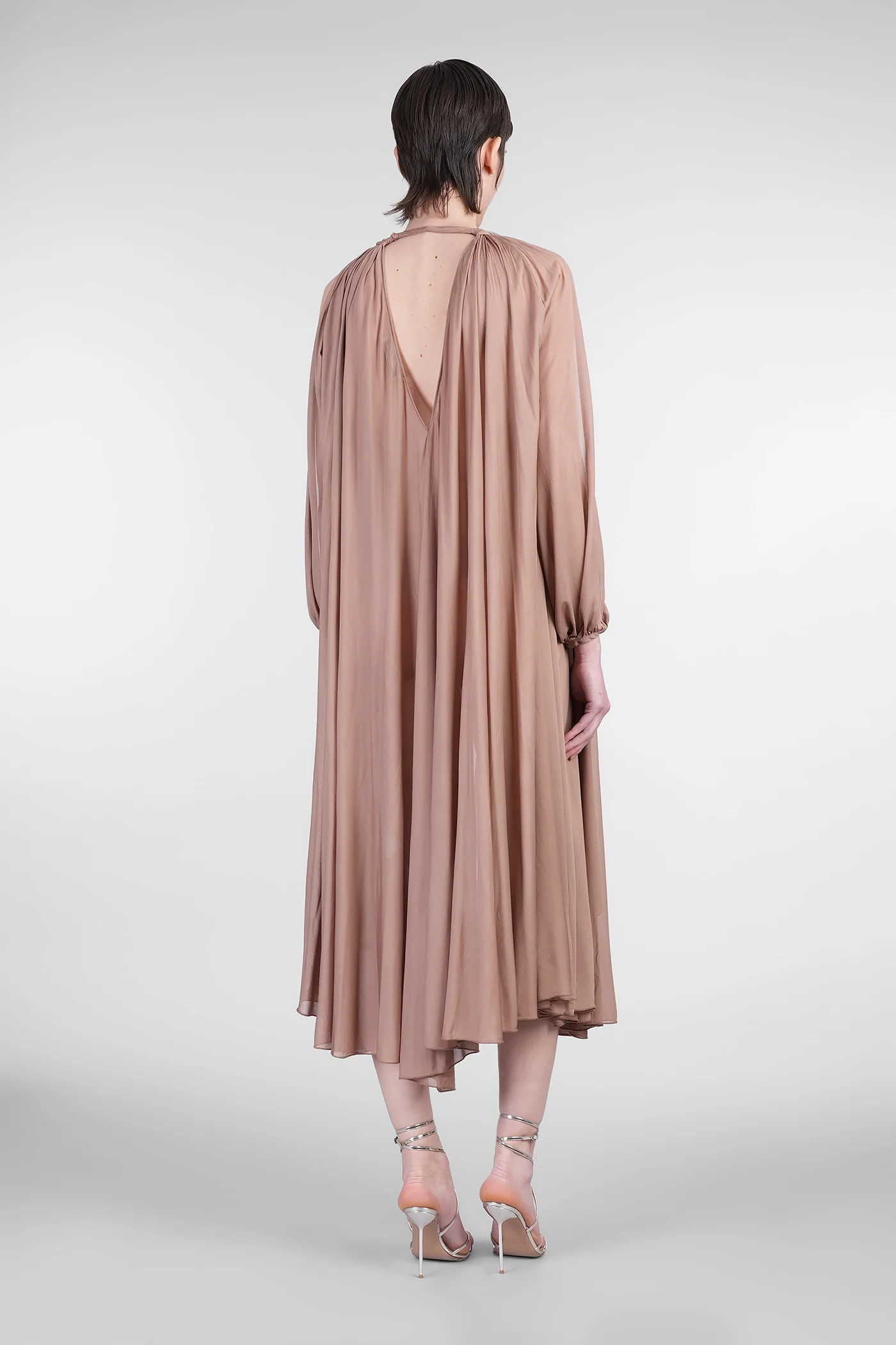 Long dress in brown viscose - Image 3