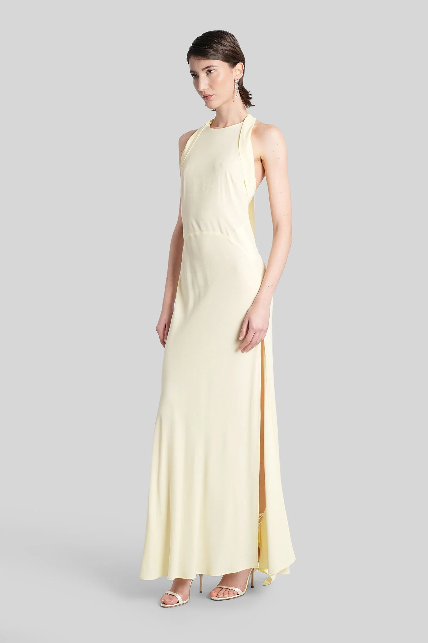 Long dress in yellow viscose - Image 4