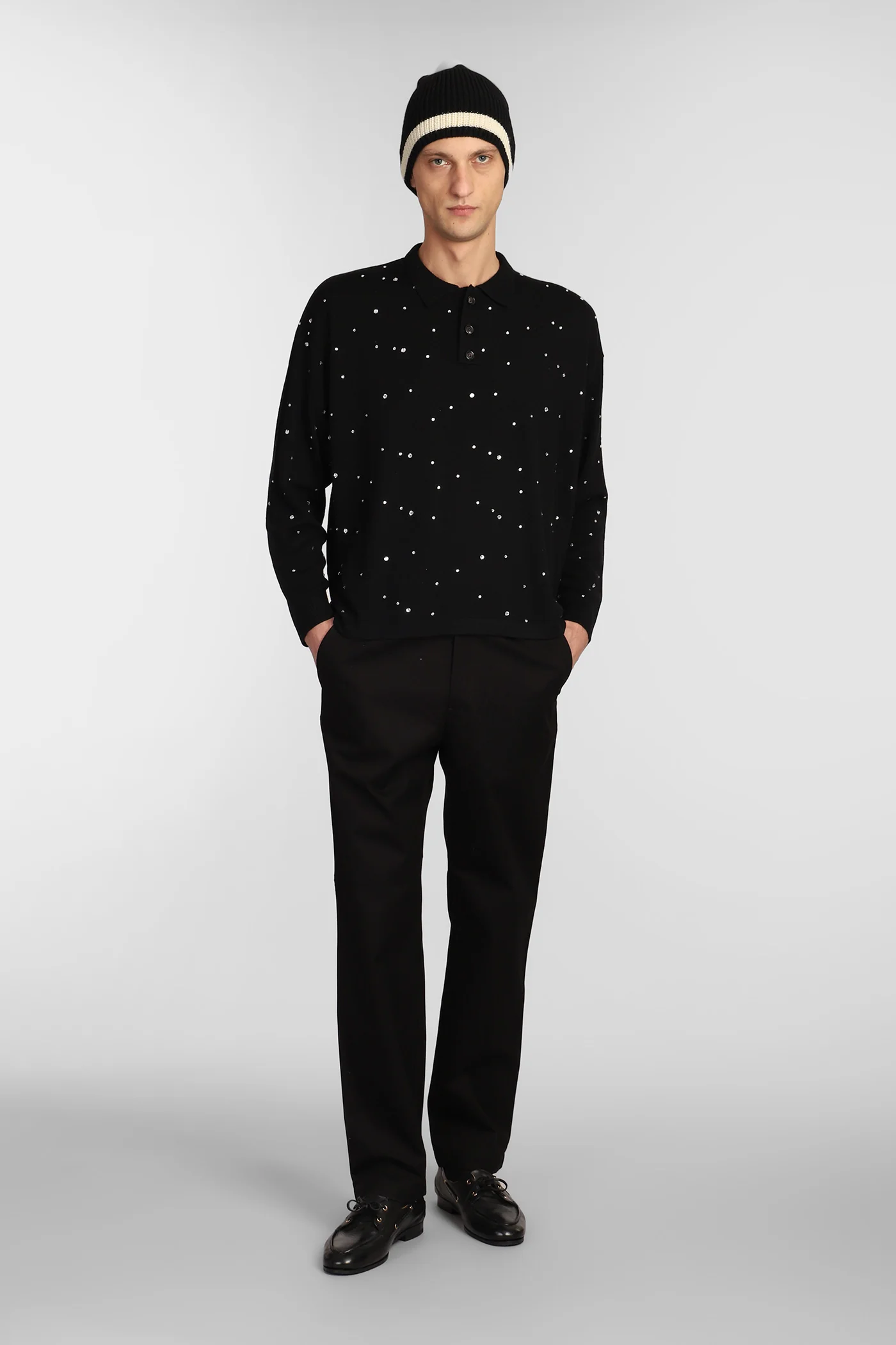 Polo in black wool - Image 2